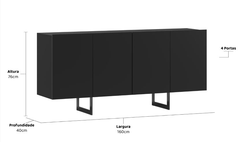 Buffet Zentra 160x40x76 cm-2