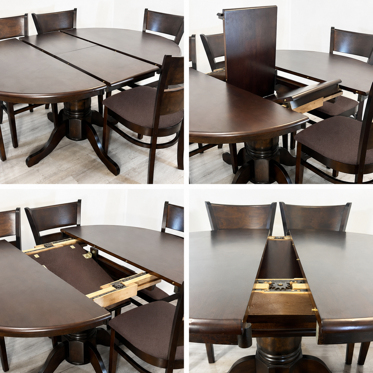 Juego de comedor Juliette Chocolate Extensible 6 sillas Café-5