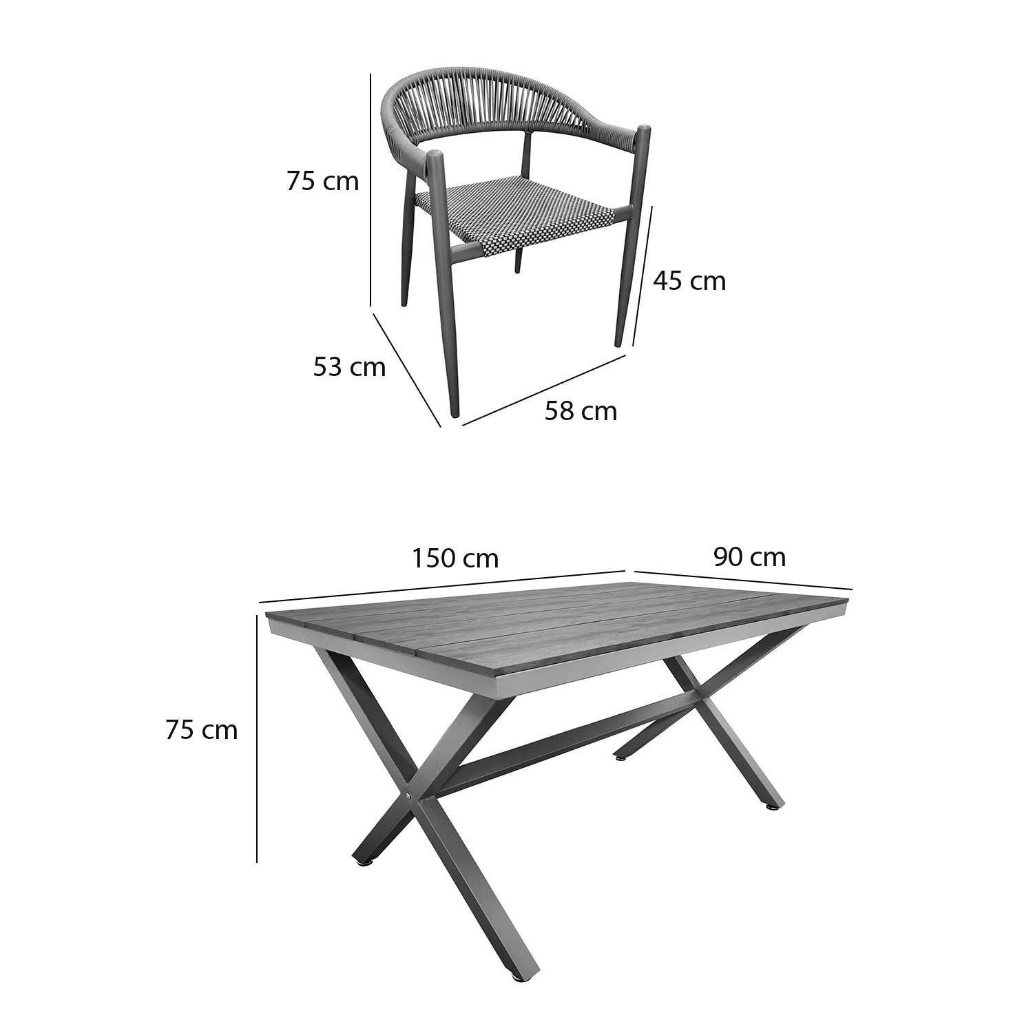 Juego De Comedor Terraza Recife 4 Personas 75 x 150 x 90 cm-7