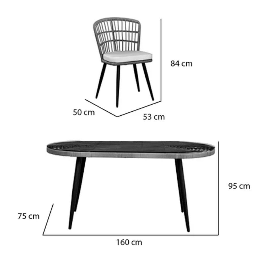 Juego comedor de terraza londres 4 pers cojin cafe-4