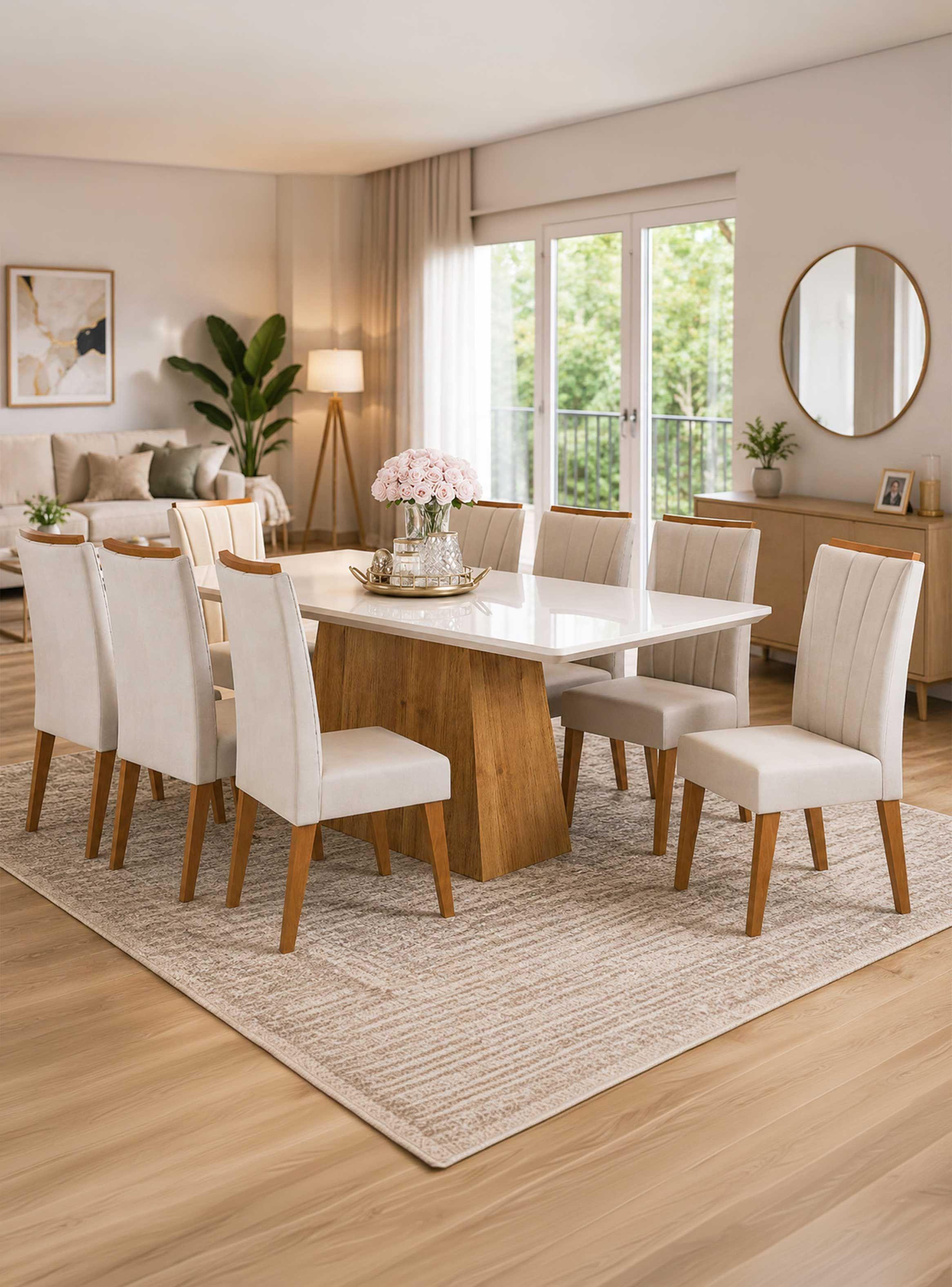 Juego de Comedor 8 Sillas Valerio Beige-0