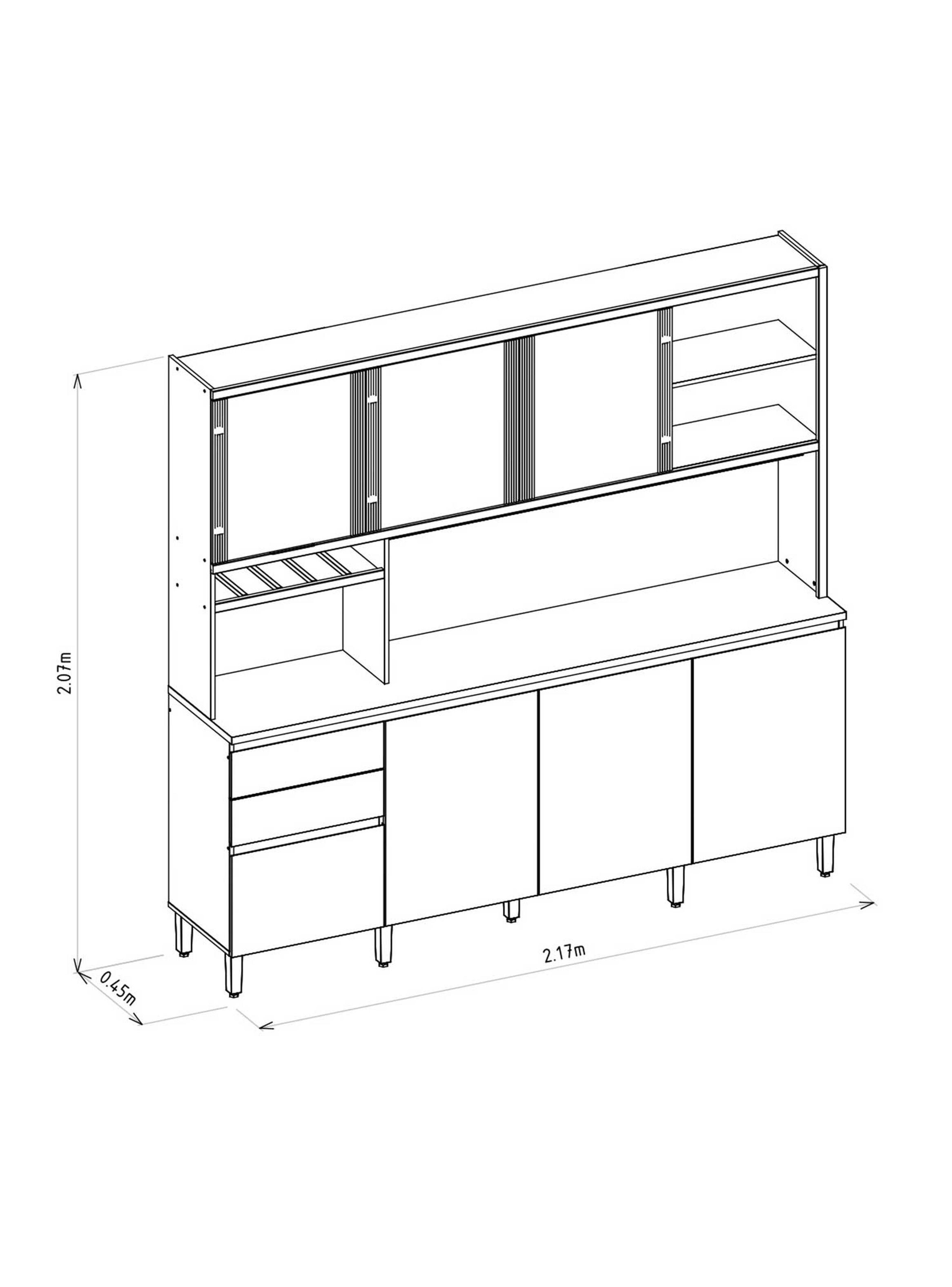 Kit Cocina Austin 2,20m Jequitiba / Gris Matte-4