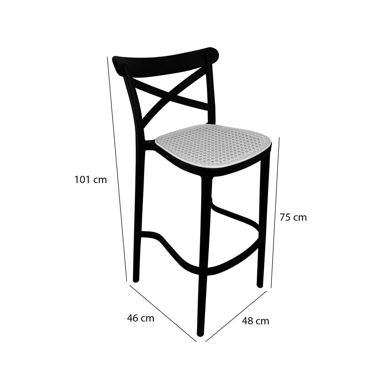 Pack 2 Taburetes Bar Crossback Negra Asiento Beige-7
