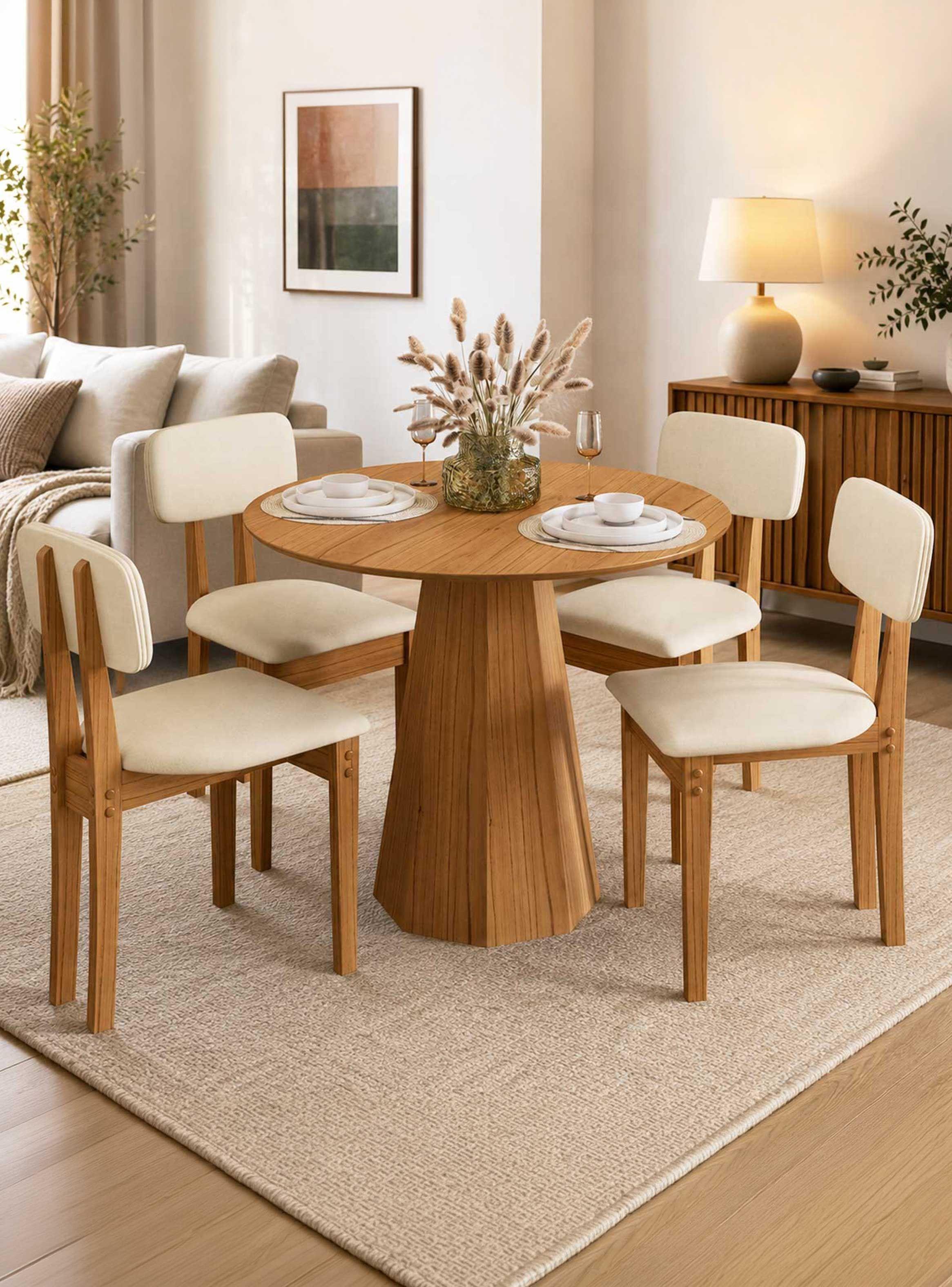 Juego de comedor 4 sillas Isis Cinamomo 1 0 Beige-0