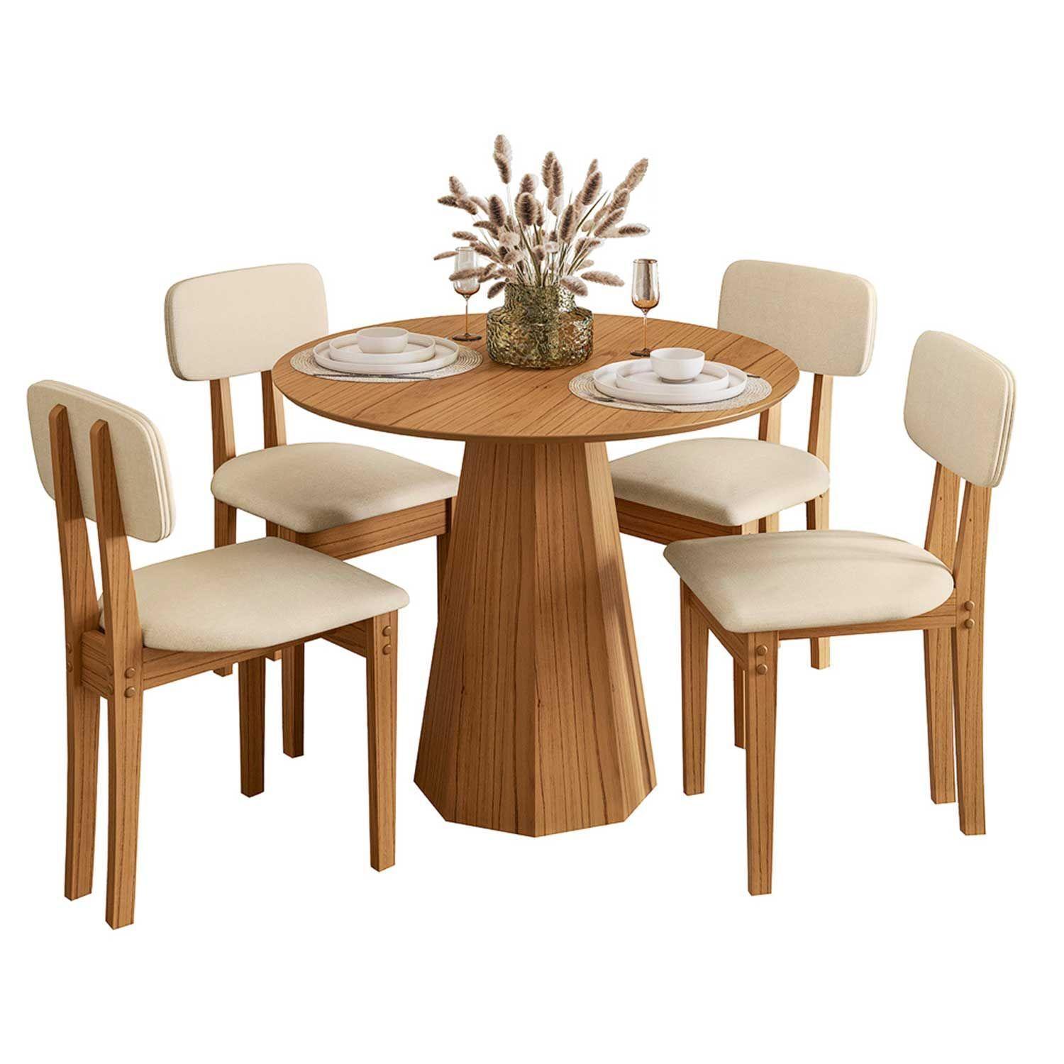 Juego de comedor 4 sillas Isis Cinamomo 1 0 Beige-1