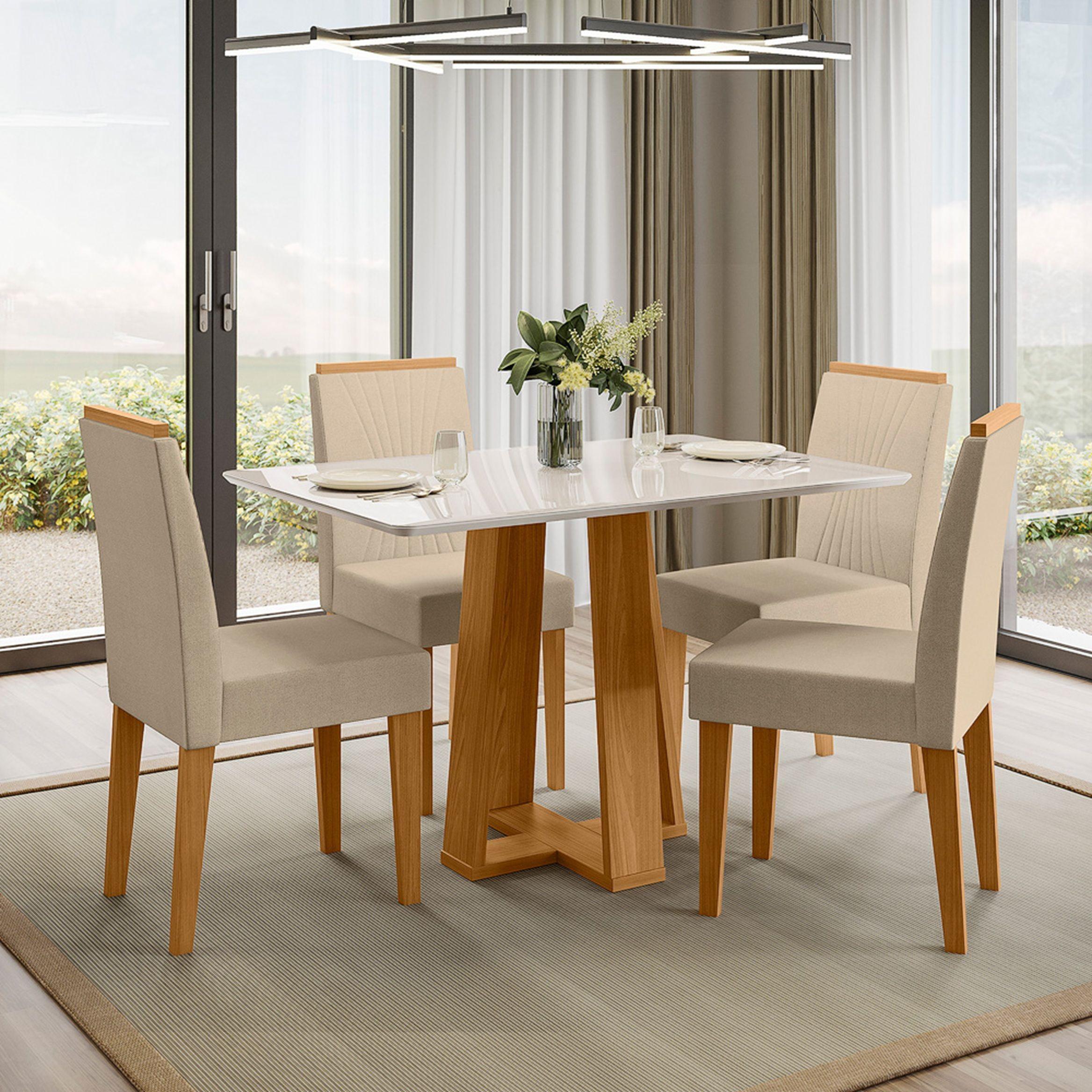Juego de comedor Provence 4 sillas vidrio Off White-3