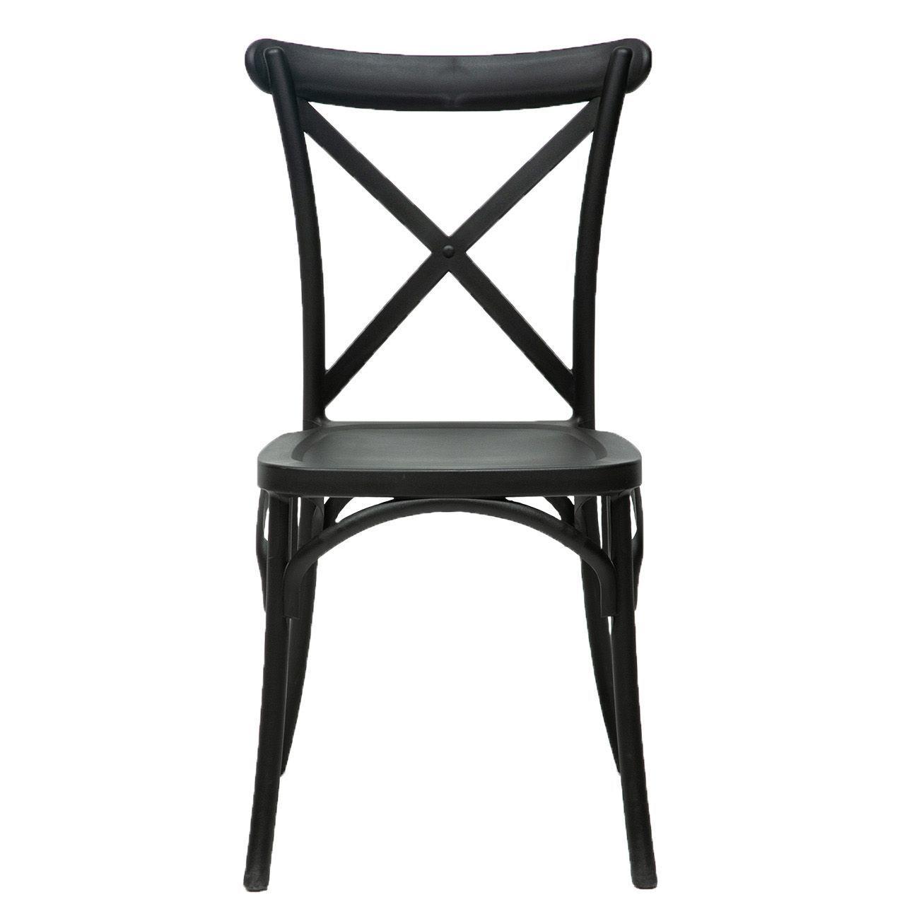 Juego de comedor Vermont 4 sillas crossback negras 160 x 90 x 77 cm-7