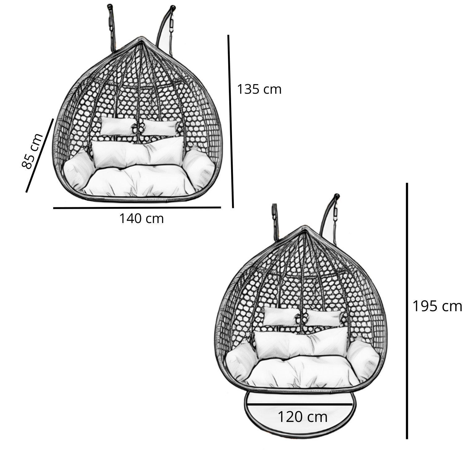 Silla Colgante Hawái XXL Caramelo Cojín Café-2