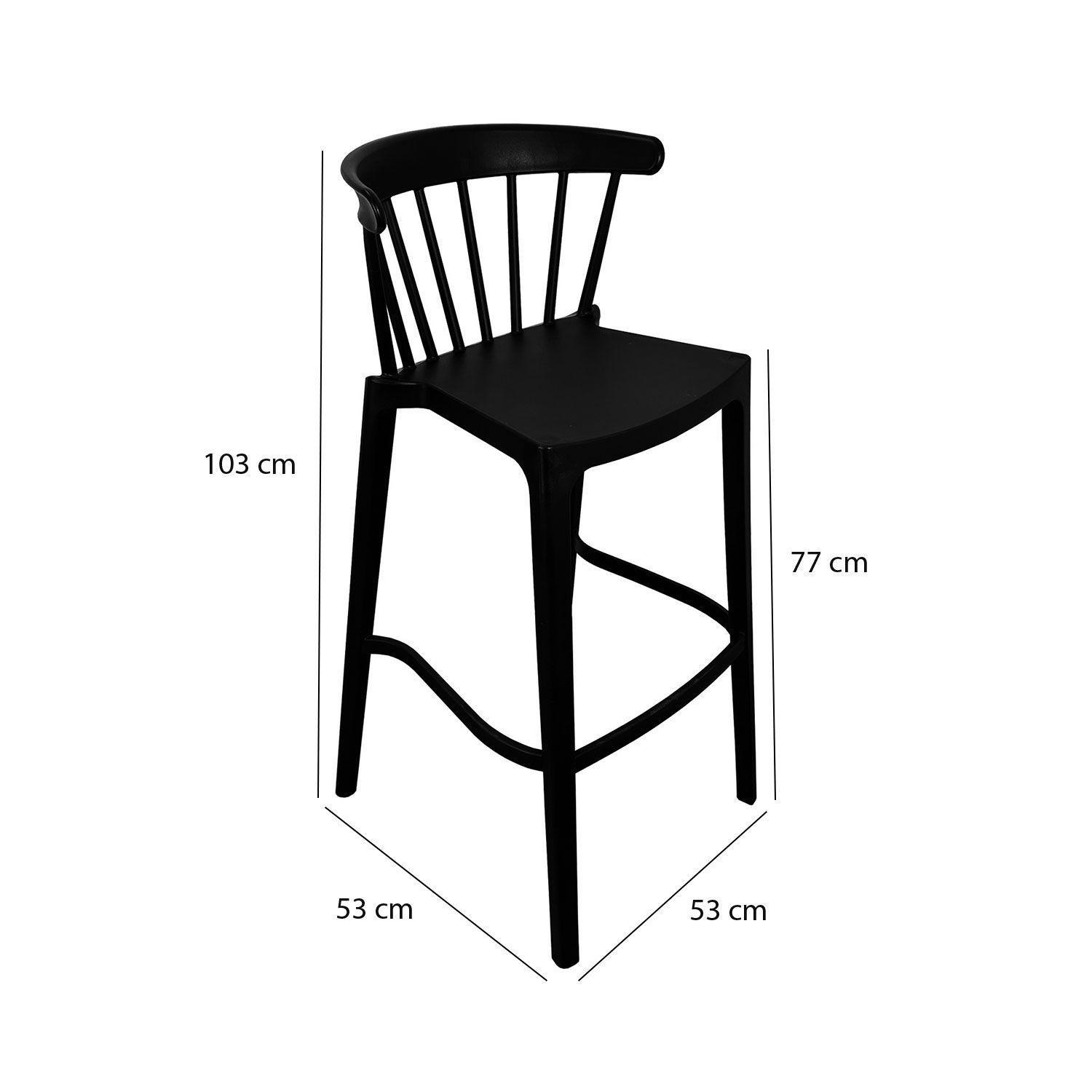 Pack 2 Taburetes Bar Windsor Negra 103 x 53 x 53 cm / Alto asiento: 76 cm-6