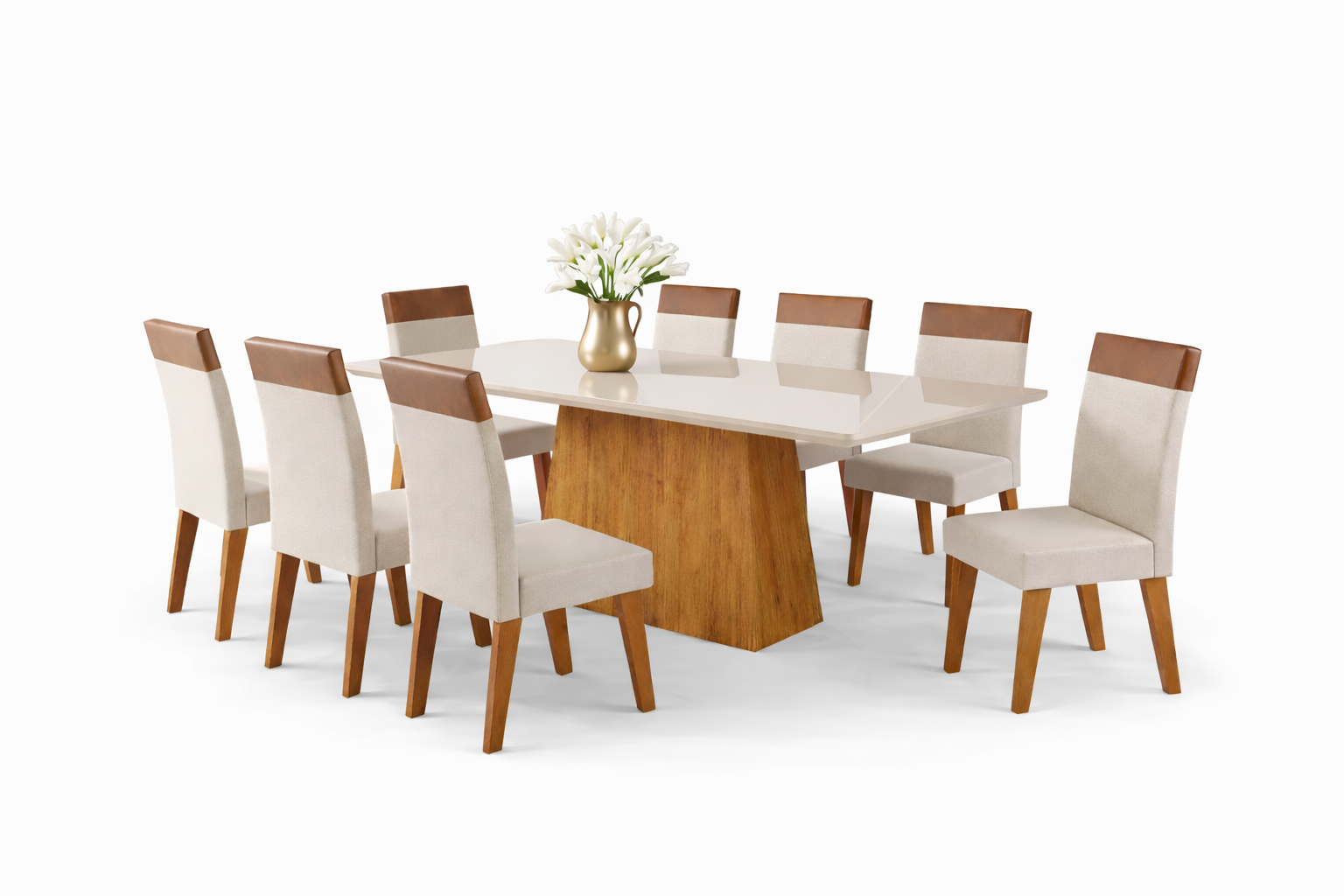Juego de Comedor 8 sillas Terranova Beige 79,5 x 90 x 200 cm-3