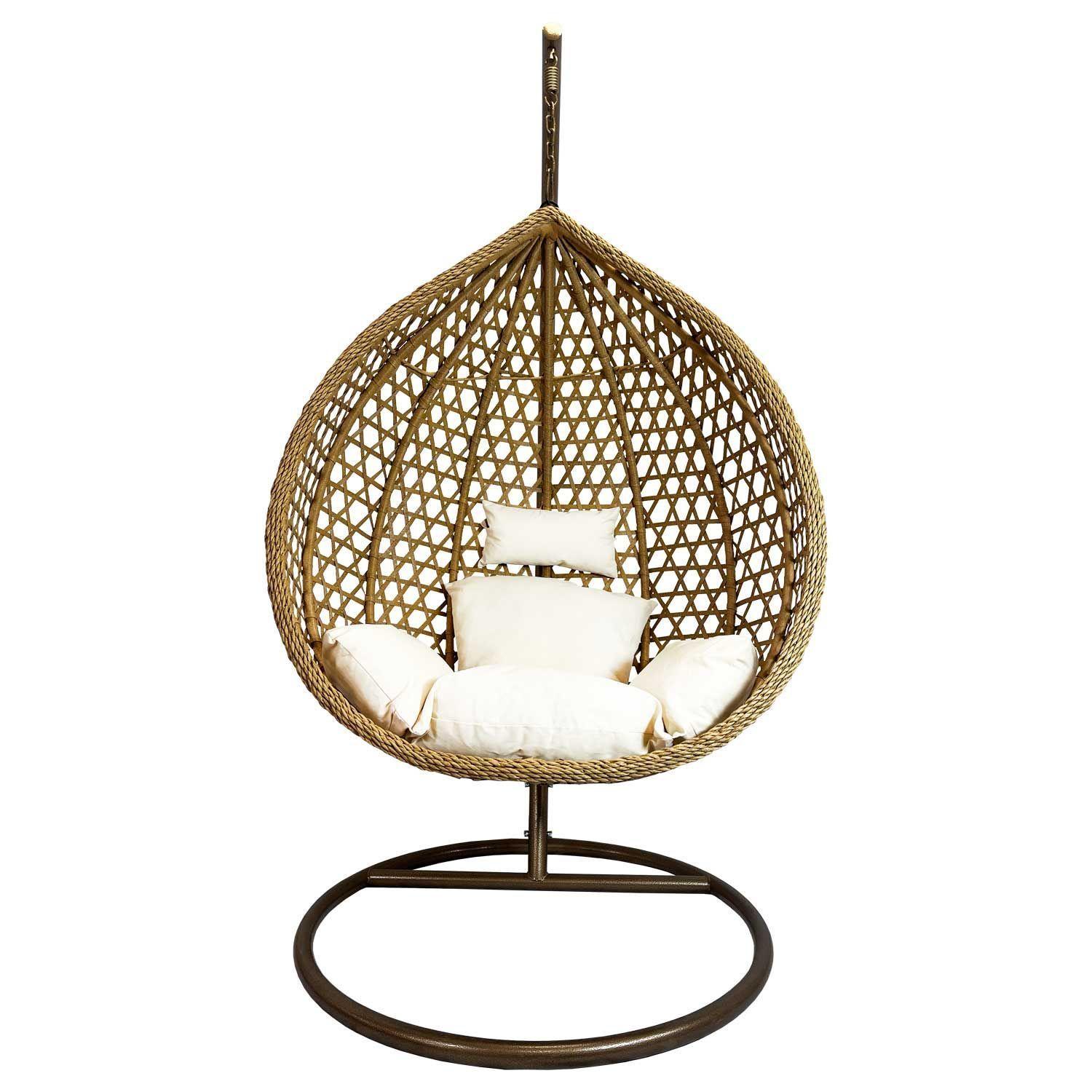 Silla Colgante Hawái L Caramelo Cojín Marfil-2