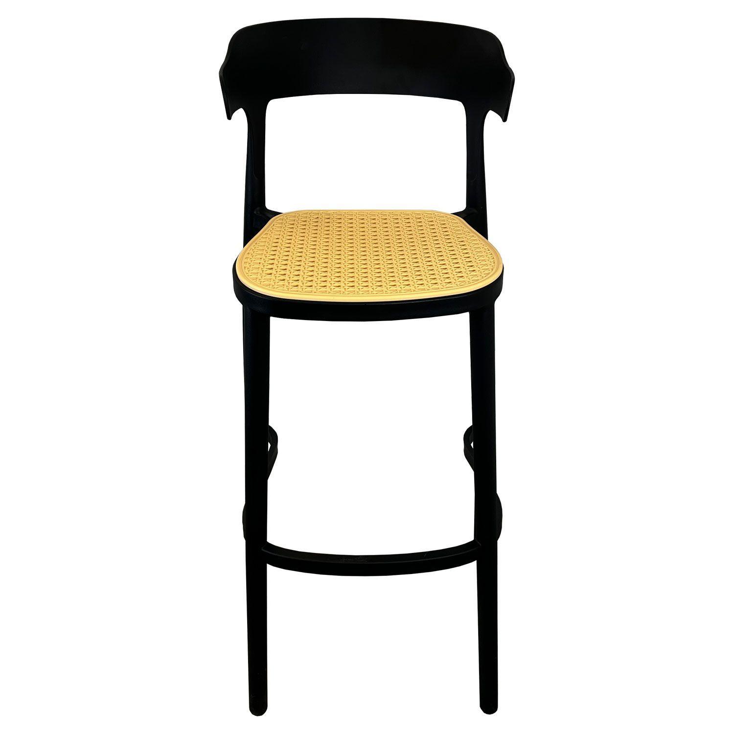 Pack 4 taburetes bar Bistro negra asiento beige-2
