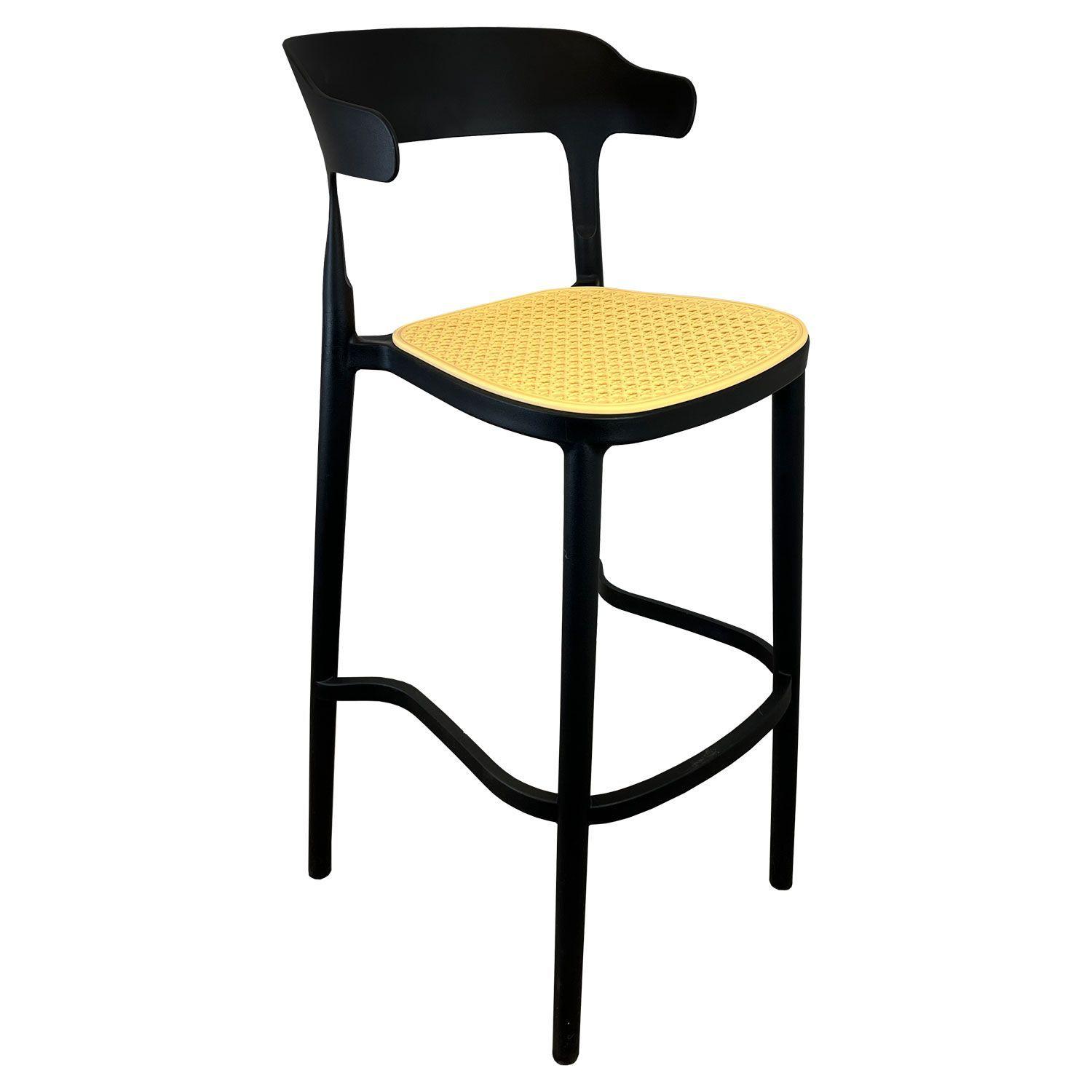 Pack 4 taburetes bar Bistro negra asiento beige-4