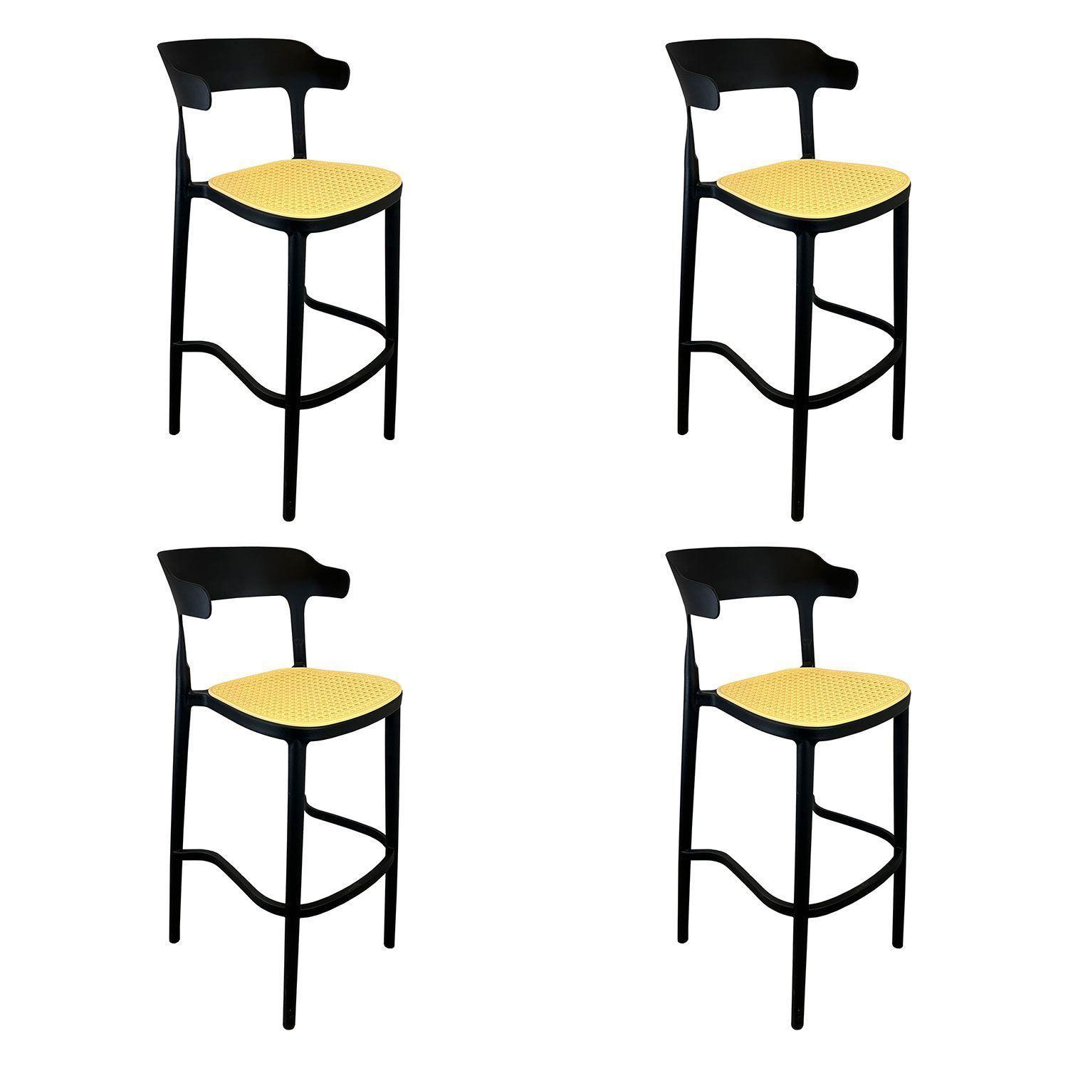 Pack 4 taburetes bar Bistro negra asiento beige-0