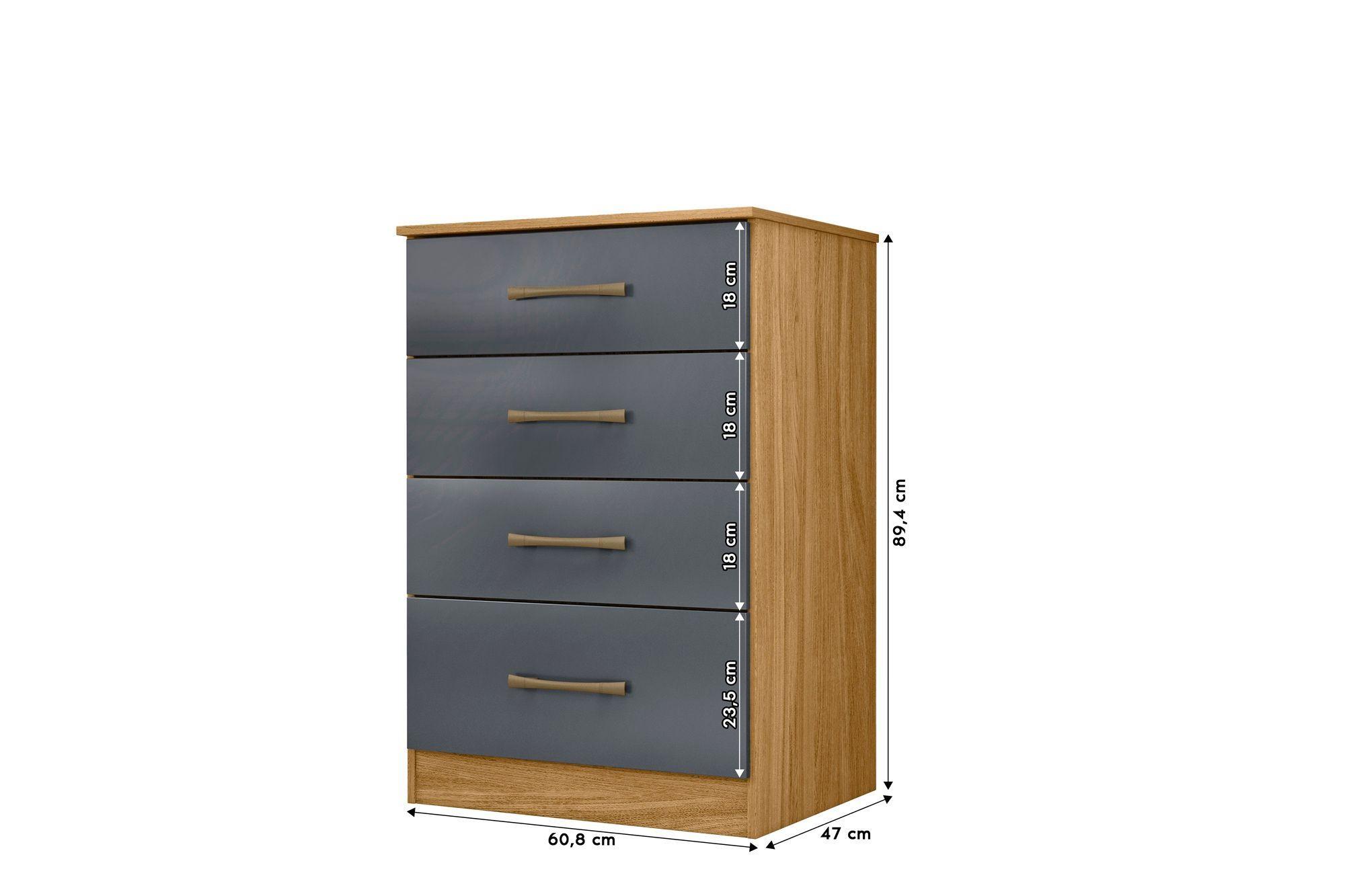 Cómoda Altea 4 cajones 90x61x47 Freijo gris cm-4