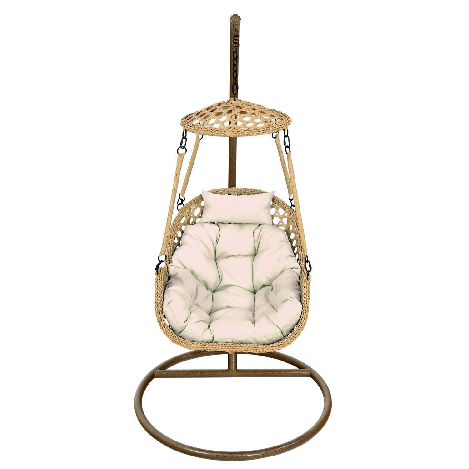 Silla Colgante Nipona Caramelo Cojín Marfil-1