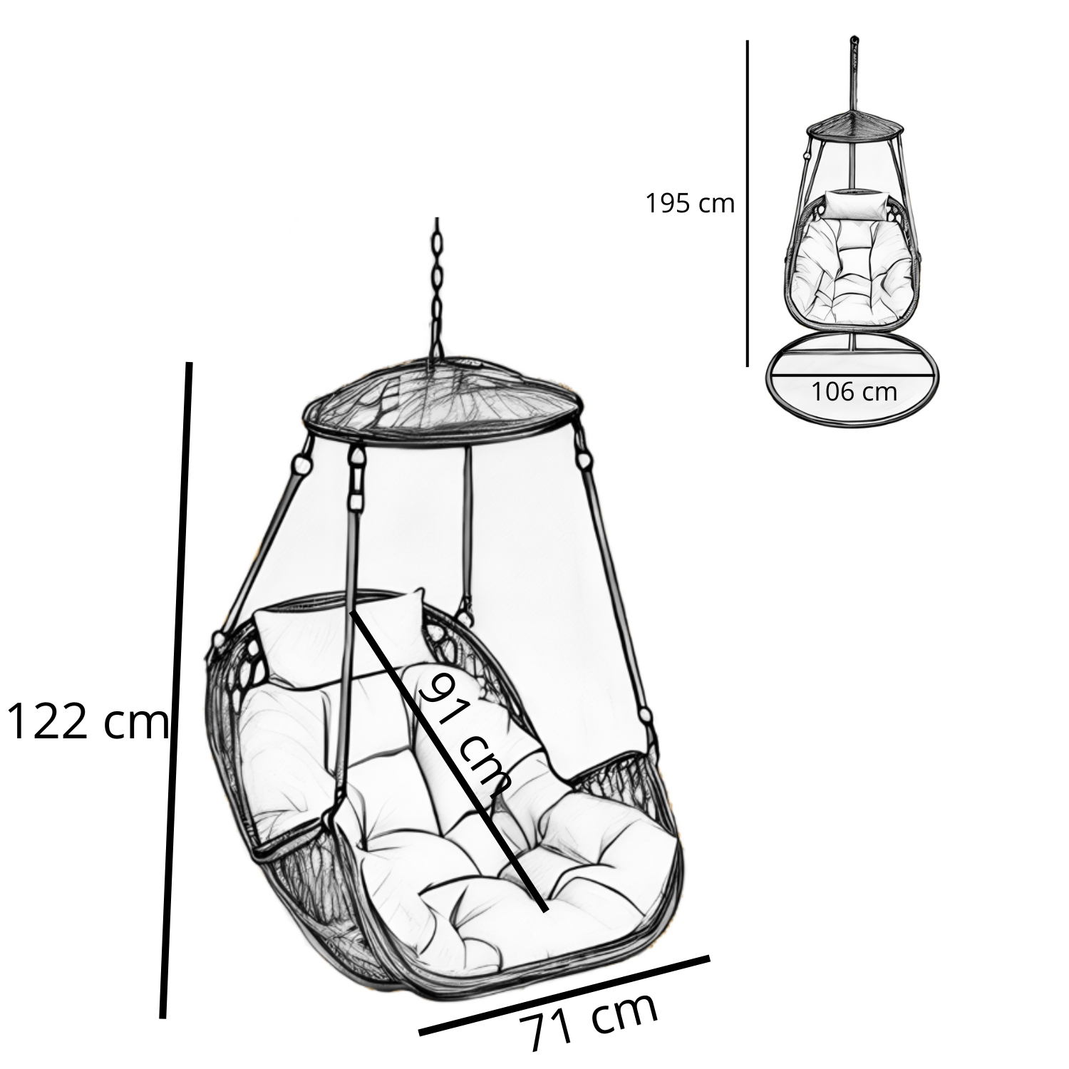 Silla Colgante Nipona Caramelo Cojín Marfil-2