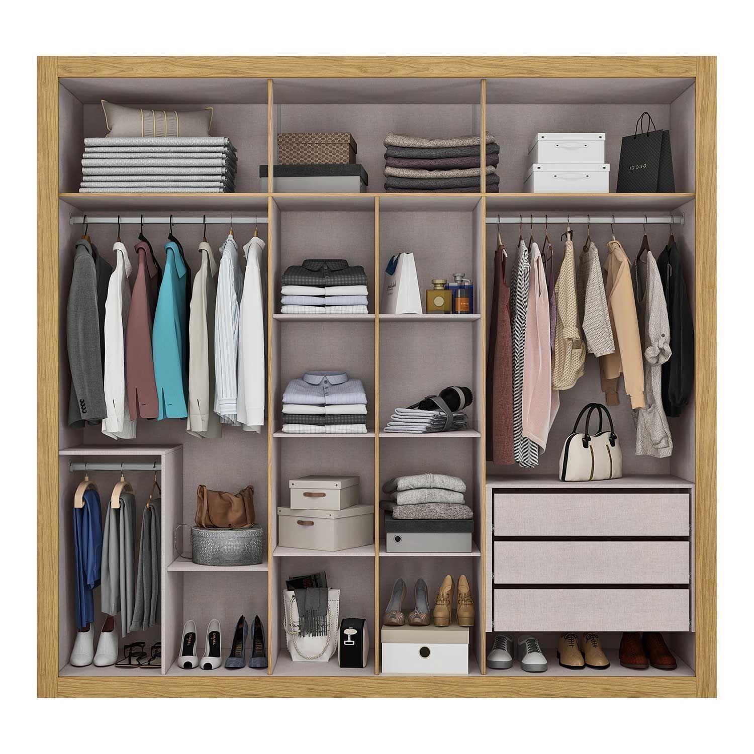 Closet 6 puertas con espejo Rivoli Marrocos/ Off white 230x46,5x227,5 -3