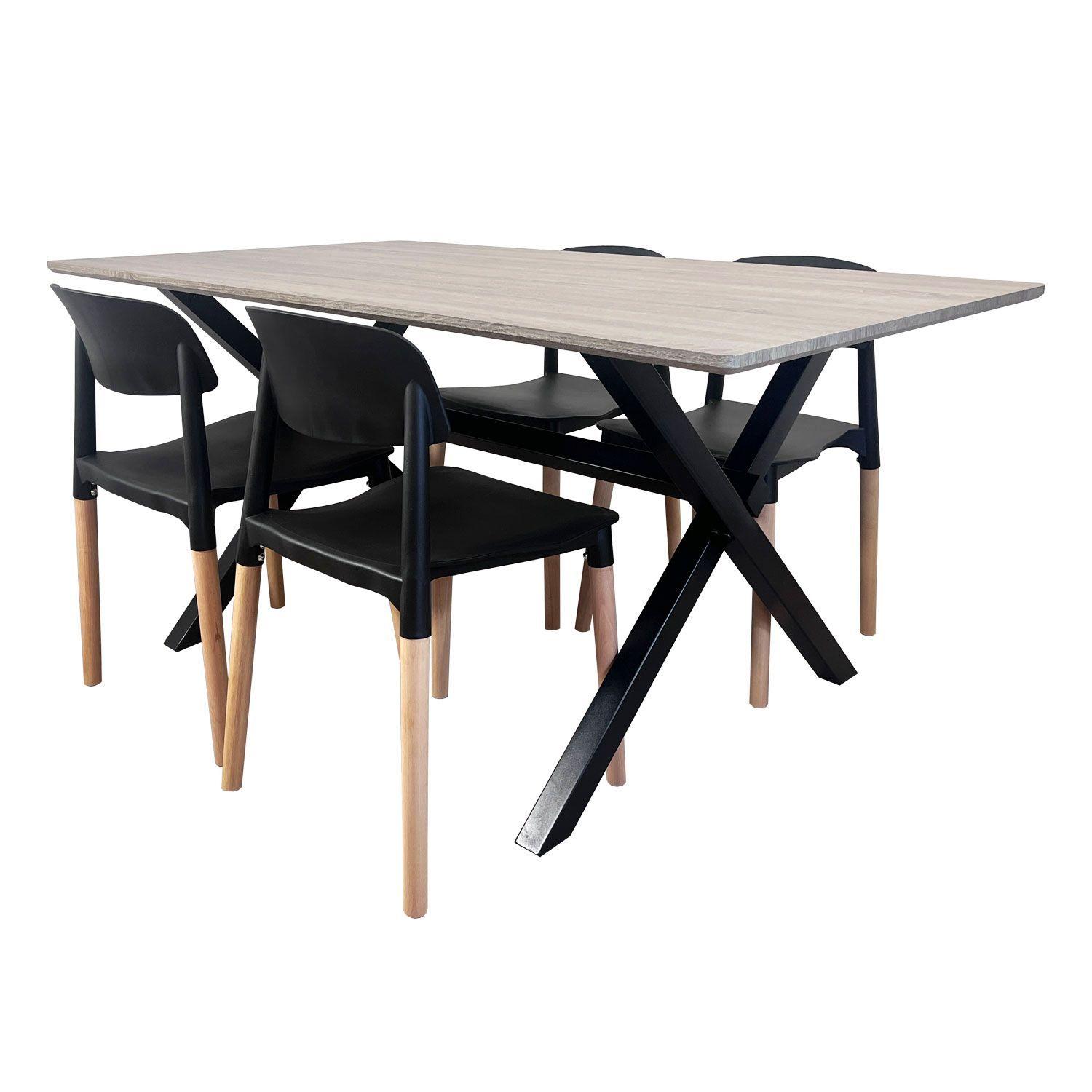 Juego de comedor Vermont 4 sillas Lisboa negras-5