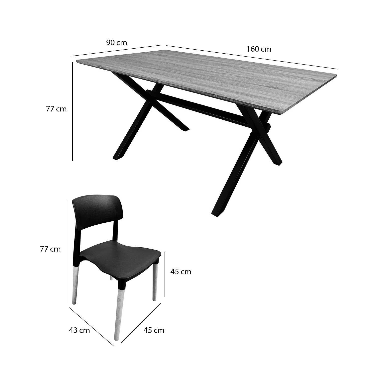 Juego de comedor Vermont 4 sillas Lisboa negras-6