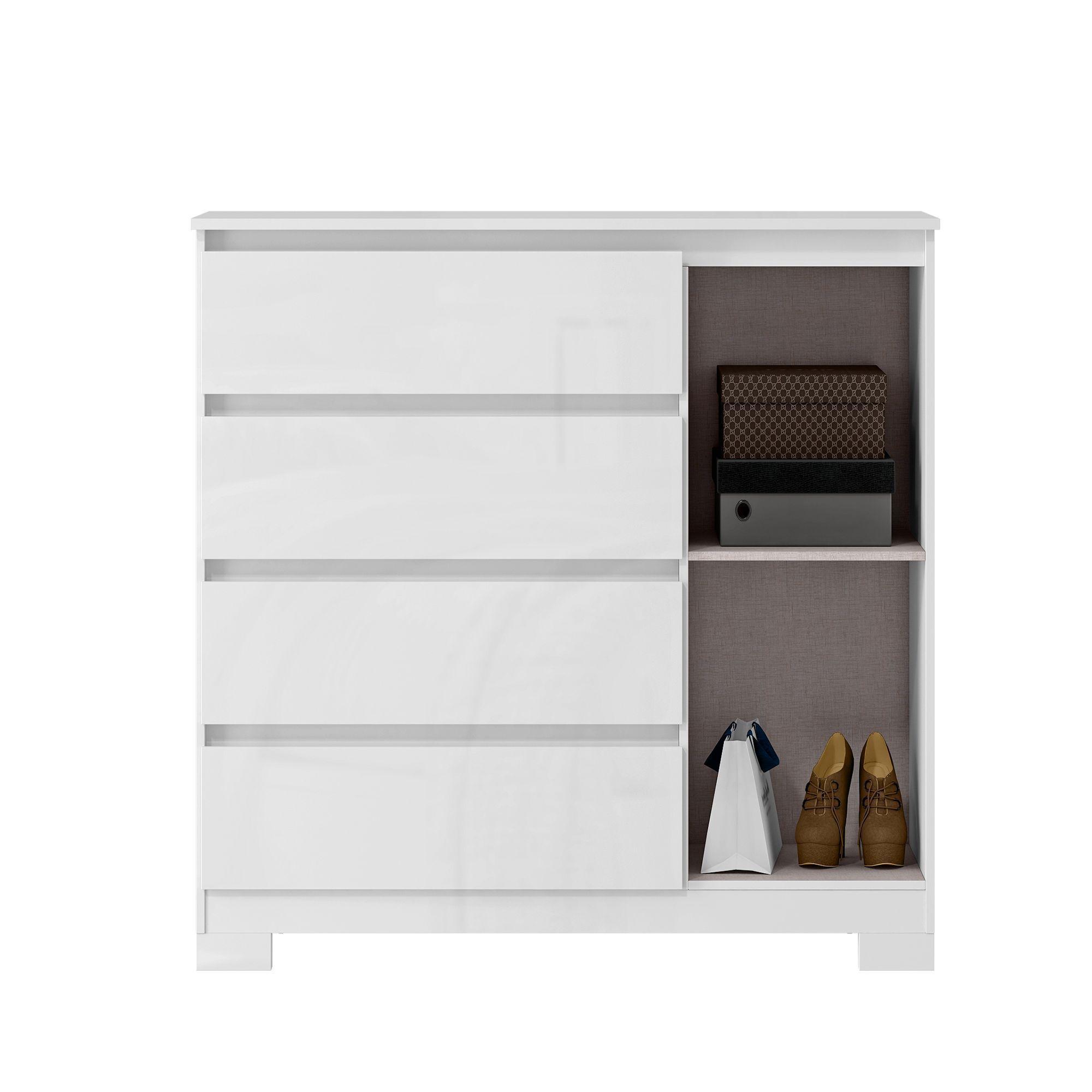 Comoda 4 cajones 1 puerta Alessia Blanca 100 x 99,3 x 41-3