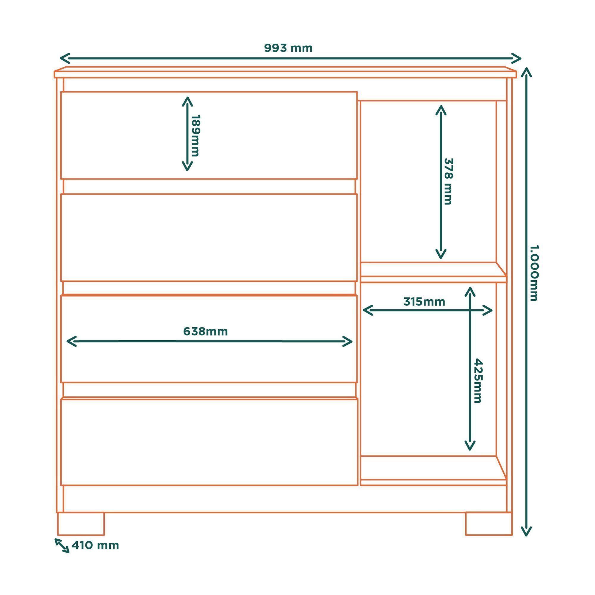 Comoda 4 cajones 1 puerta Alessia Blanca 100 x 99,3 x 41-1