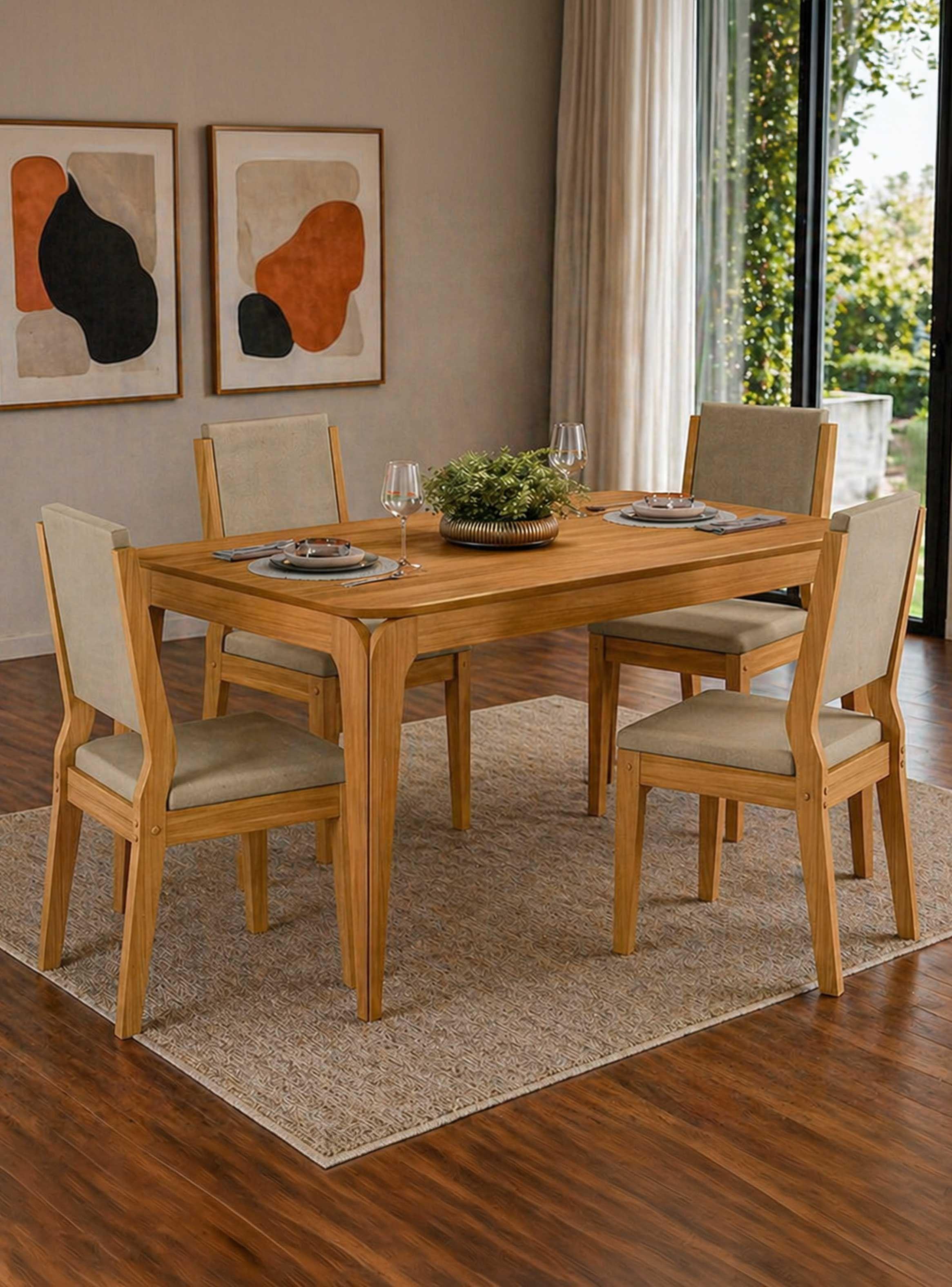 Juego de Comedor 4 sillas Arezzo Felpa Café-0