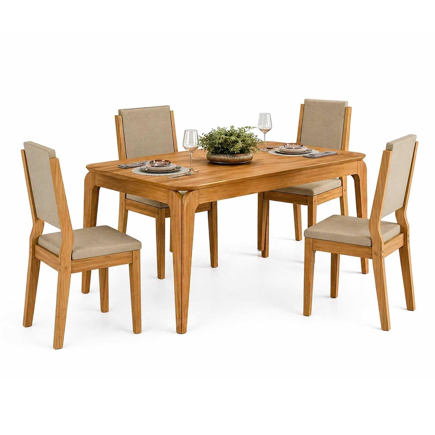 Juego de Comedor 4 sillas Arezzo Felpa Café-1