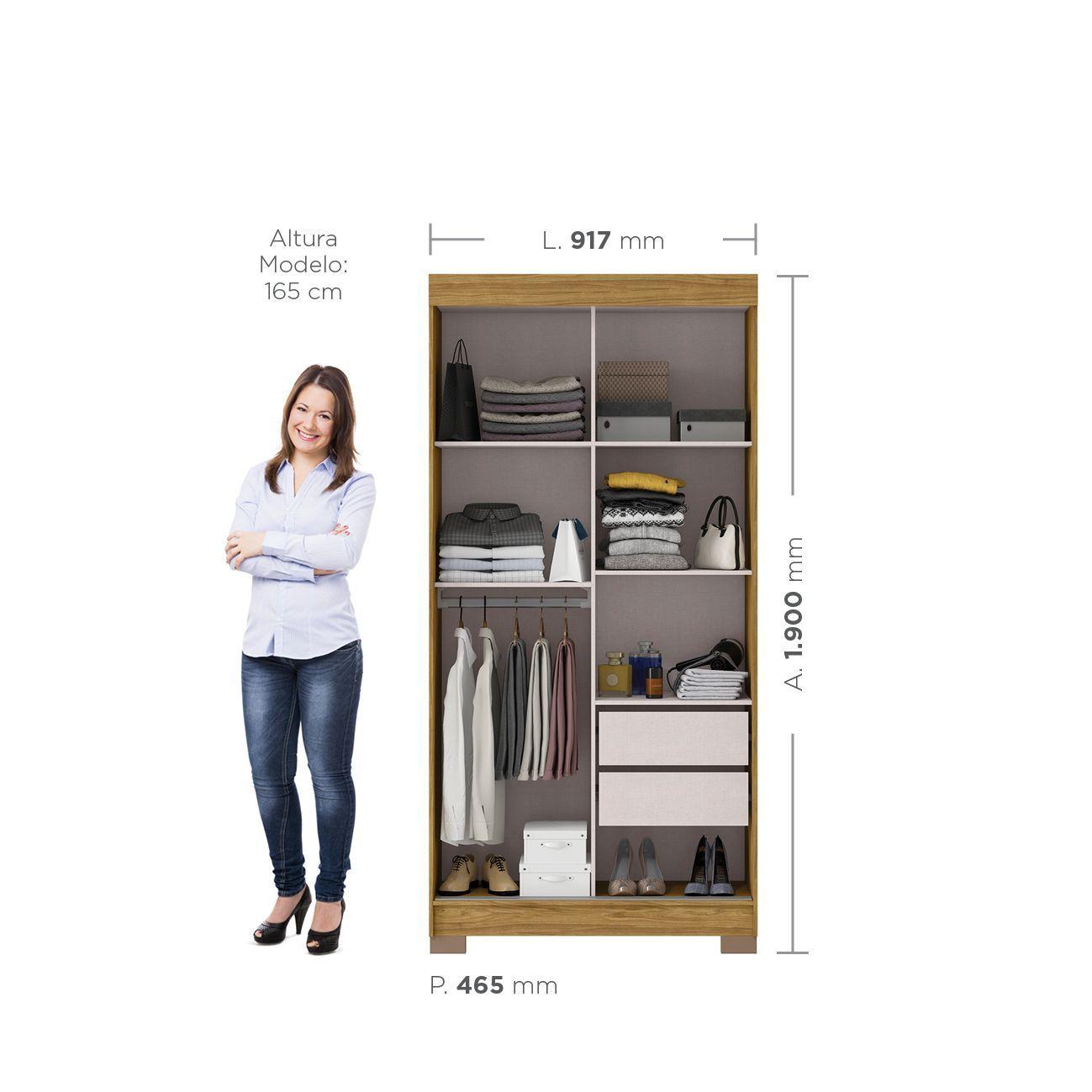 Closet 2 puertas corredera Lumière 190 x 91,7 x 46,5 marroco off white con espejo-3