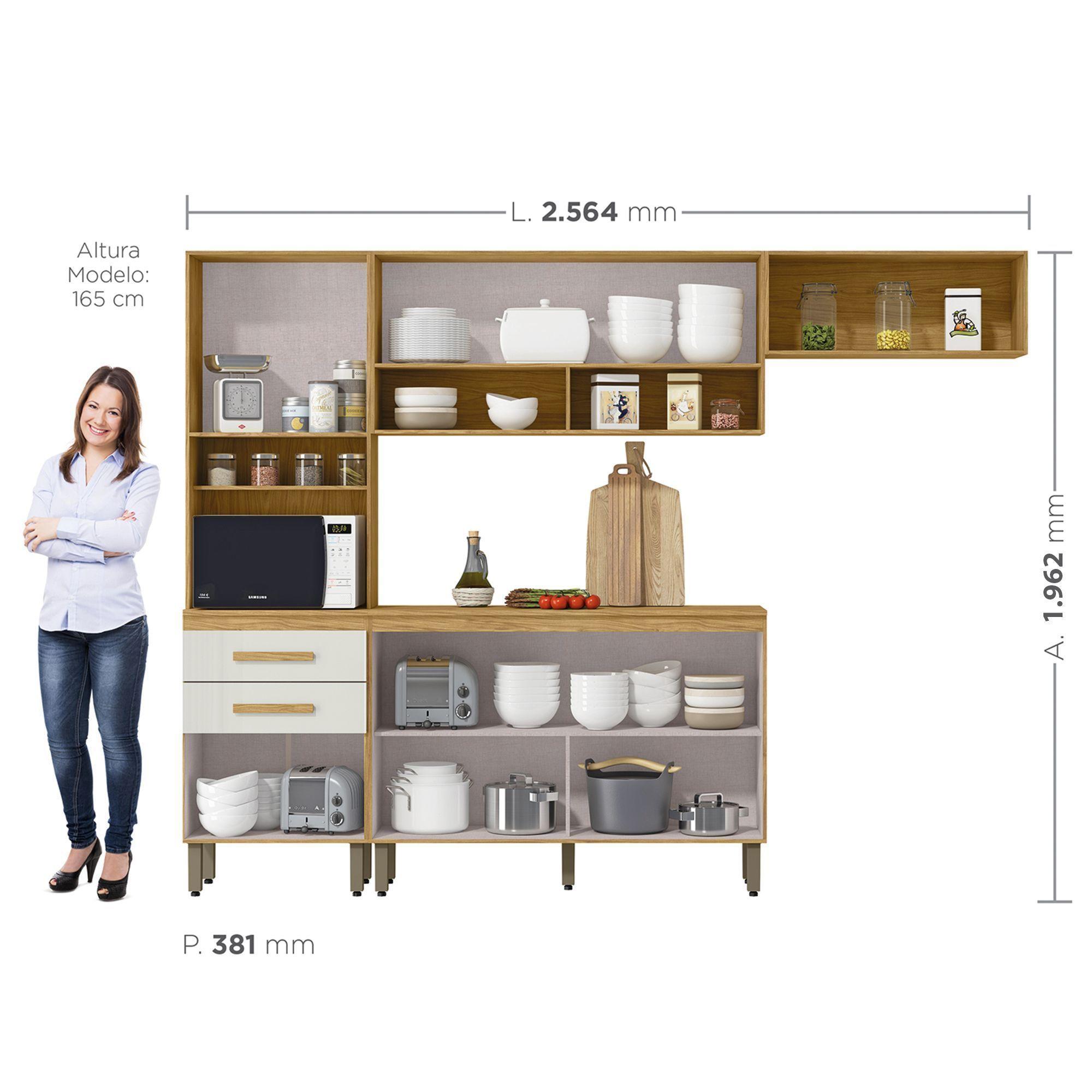 Kit Mueble de Cocina Mery Ann Marrocos/ Off white 258,8   196,2x38,1x256,4 -2