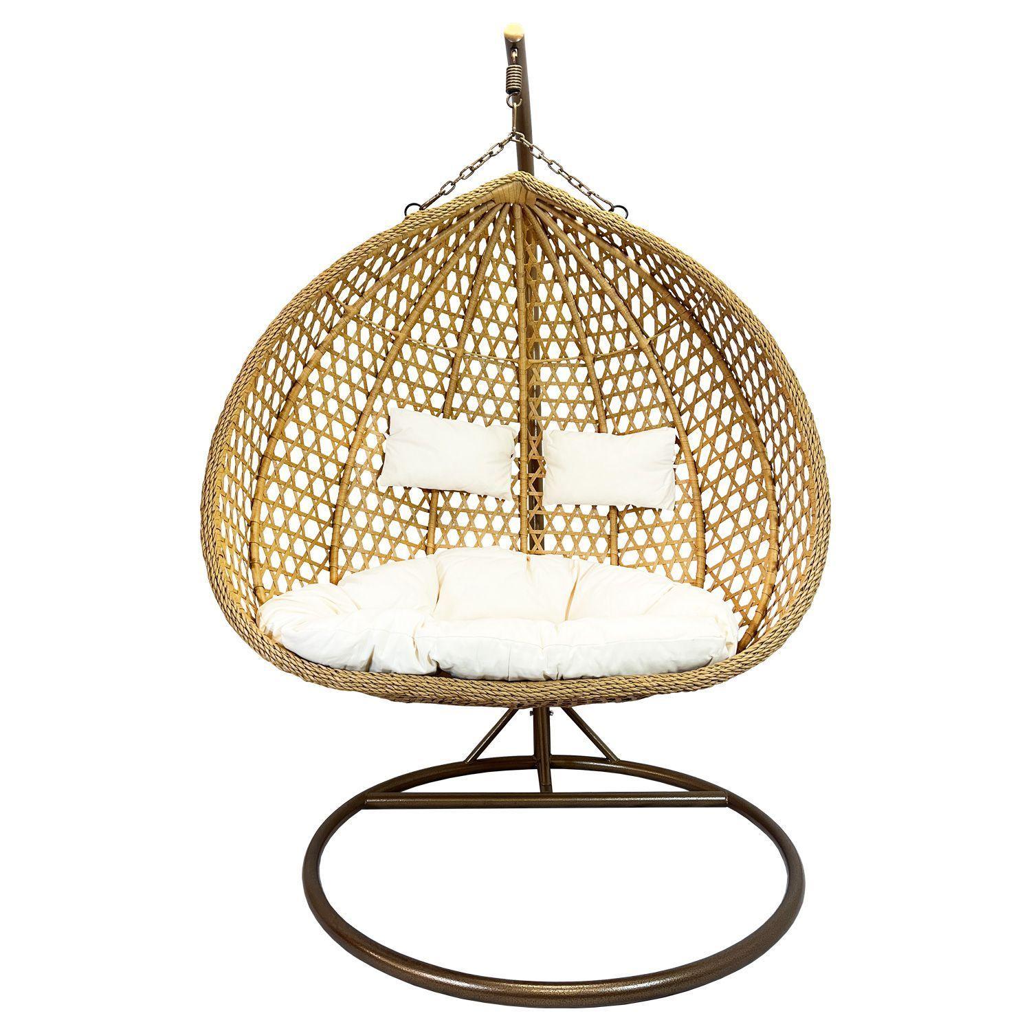 Silla Colgante Hawái XL Caramelo Cojín Marfil-2