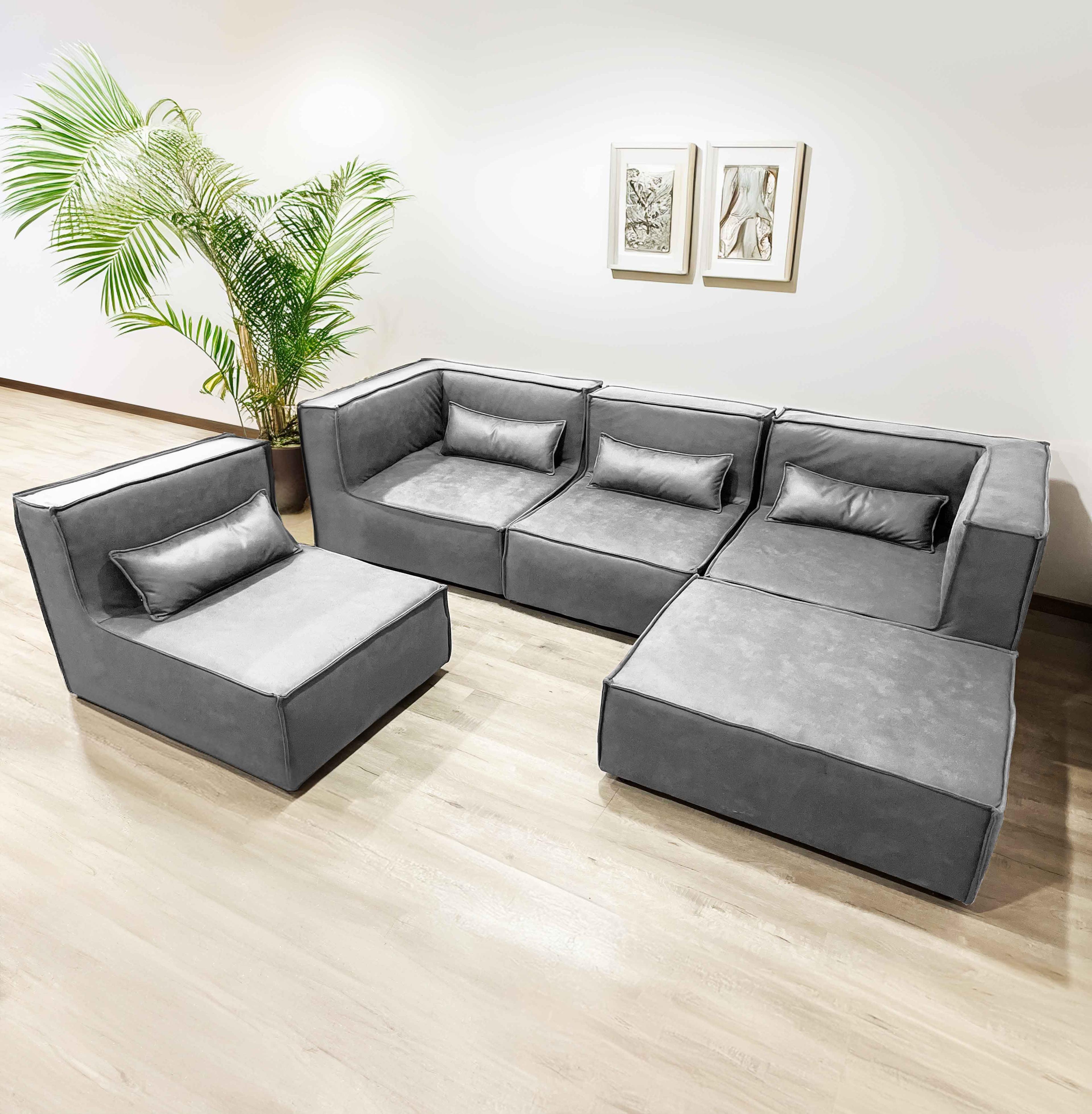 Sofá Modular Sídney Gris 5 Cuerpos-5