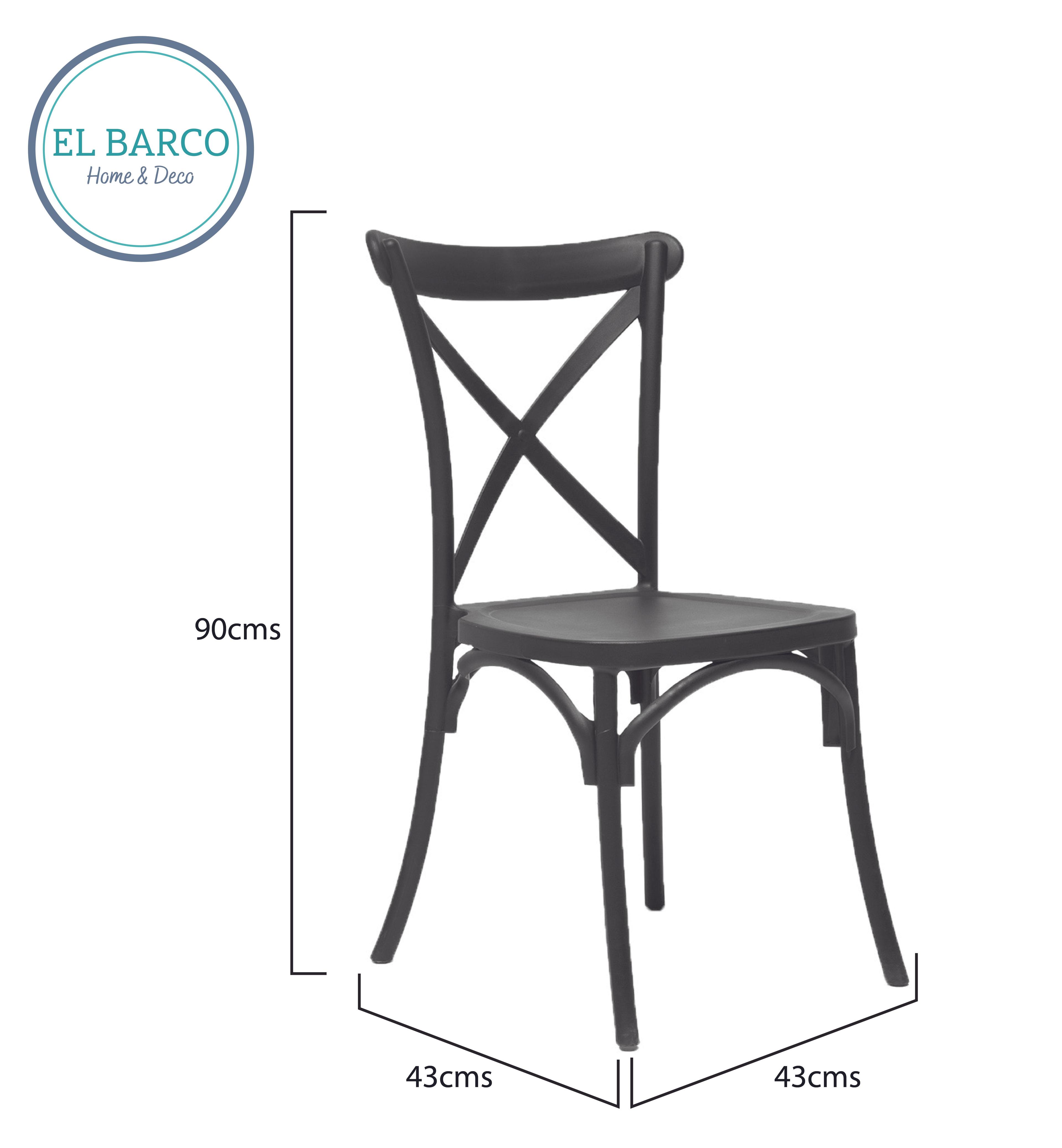 Silla Crossback Retro Negra 4 Unidades-4