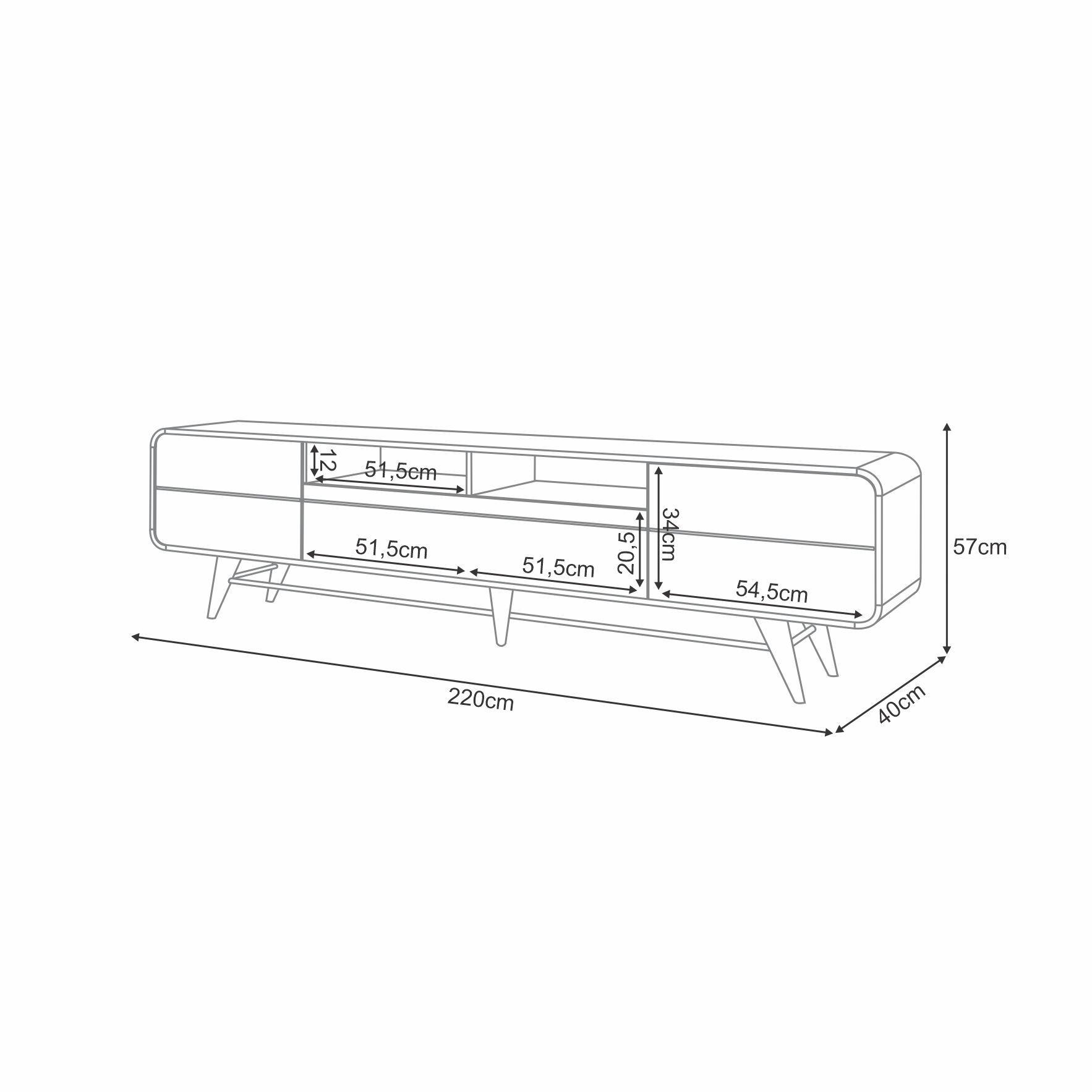 Rack Tv Marsella 85" 220x57x40 cm-5