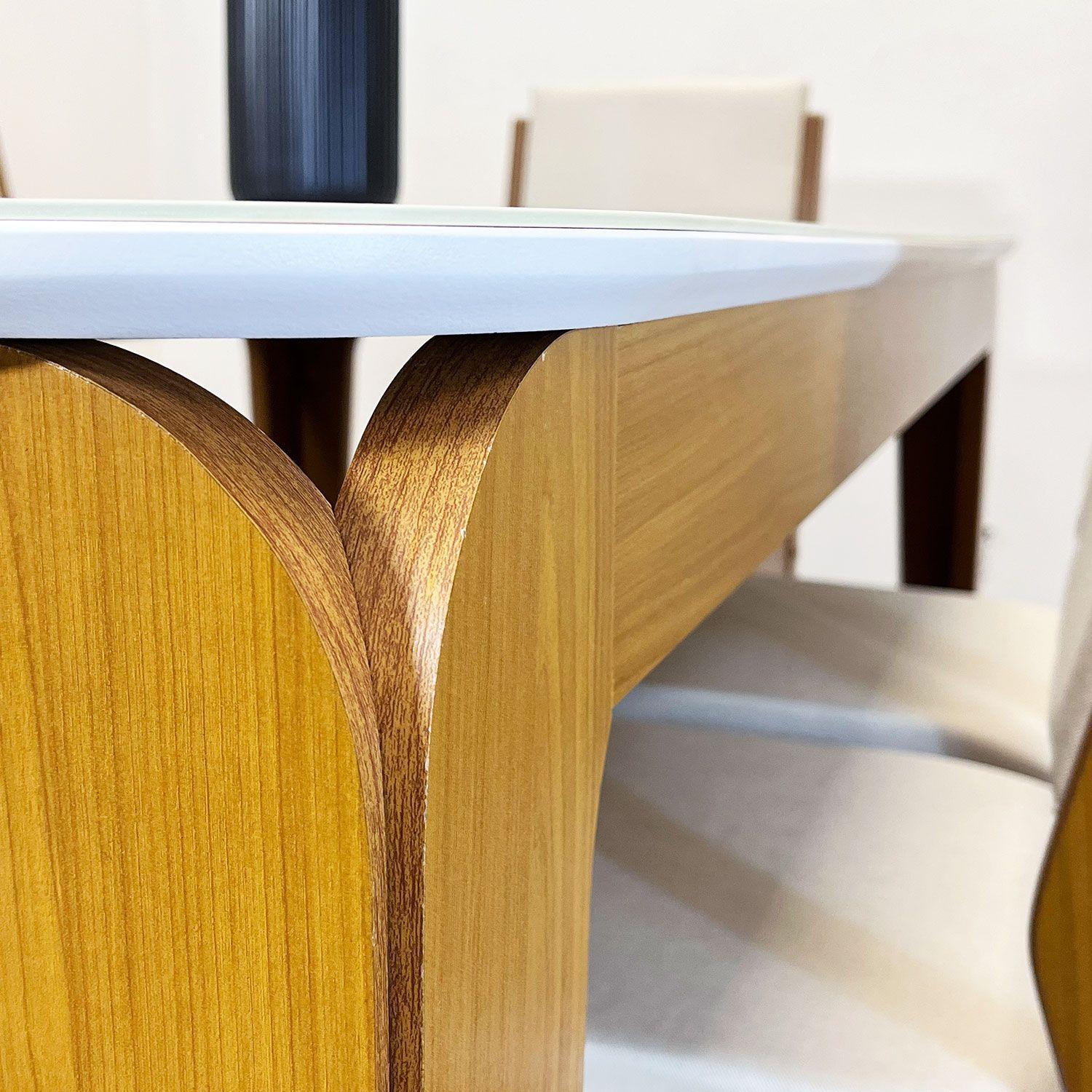 Juego de comedor Romance 160x90 cm Vidrio 6 Sillas Beige-3