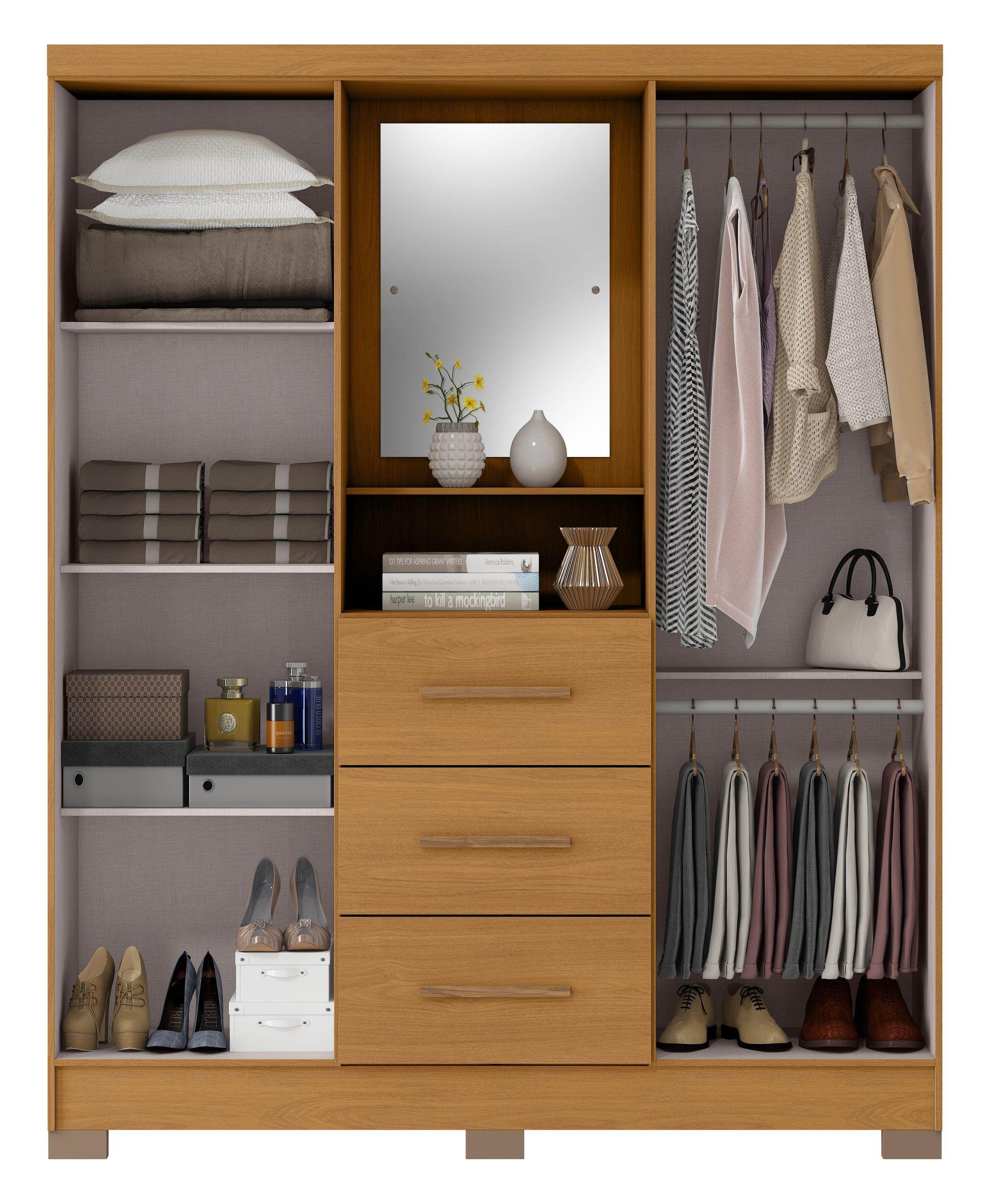 Closet 4 puertas 3 cajones Versalles 190 x 152,4 x 46,5 Cinamomo/ Off white-7