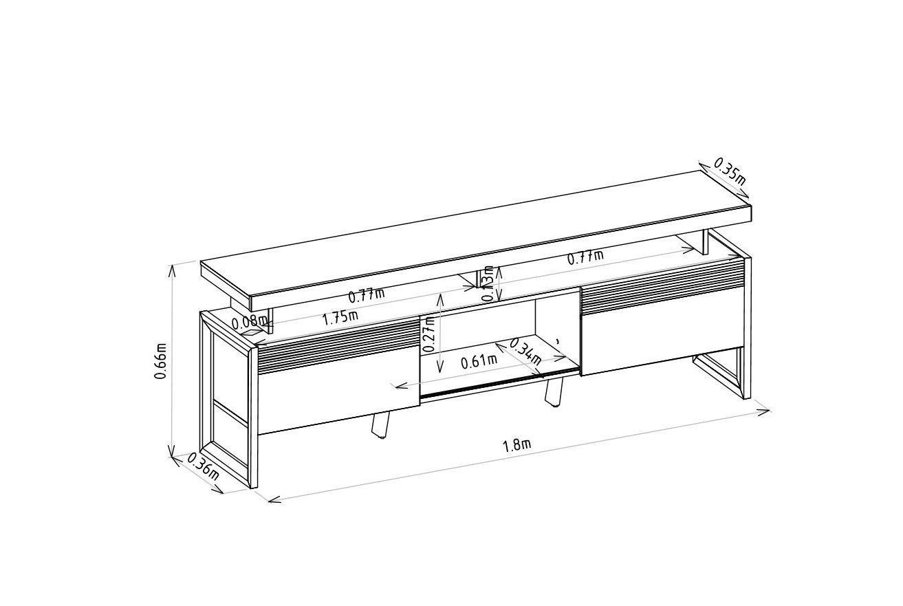 Rack Tv Arless 70" 180x66x36 cm-6