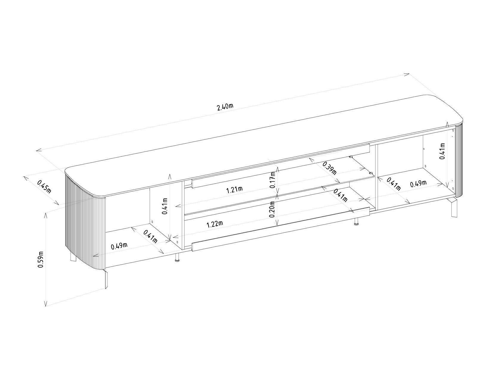Rack Tv Montreux 85" 240x59x45 cm-5