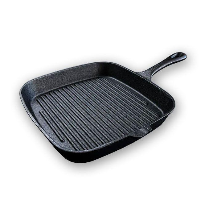 Sartén Grill Cuadrado Fierro Fundido 23cm Para Parrilla-0