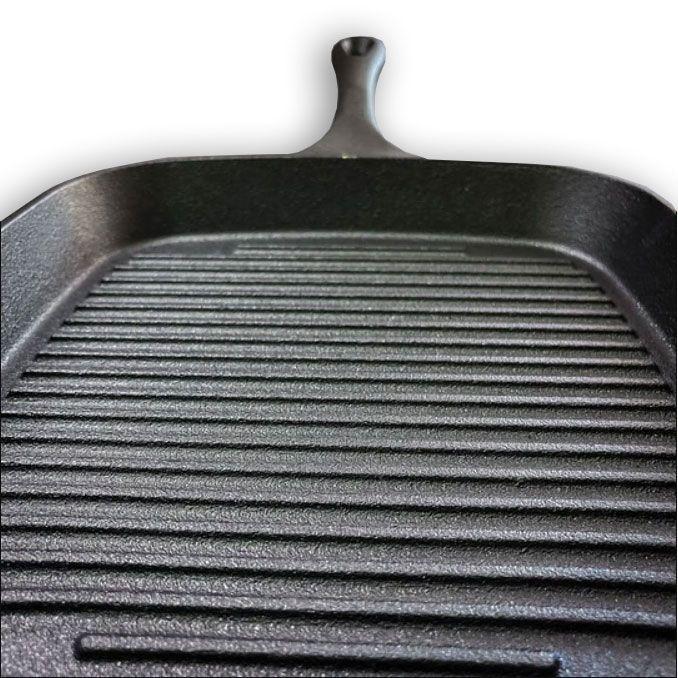 Sartén Grill Cuadrado Fierro Fundido 23cm Para Parrilla-2