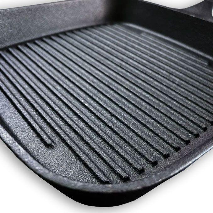 Sartén Grill Cuadrado Fierro Fundido 23cm Para Parrilla-3