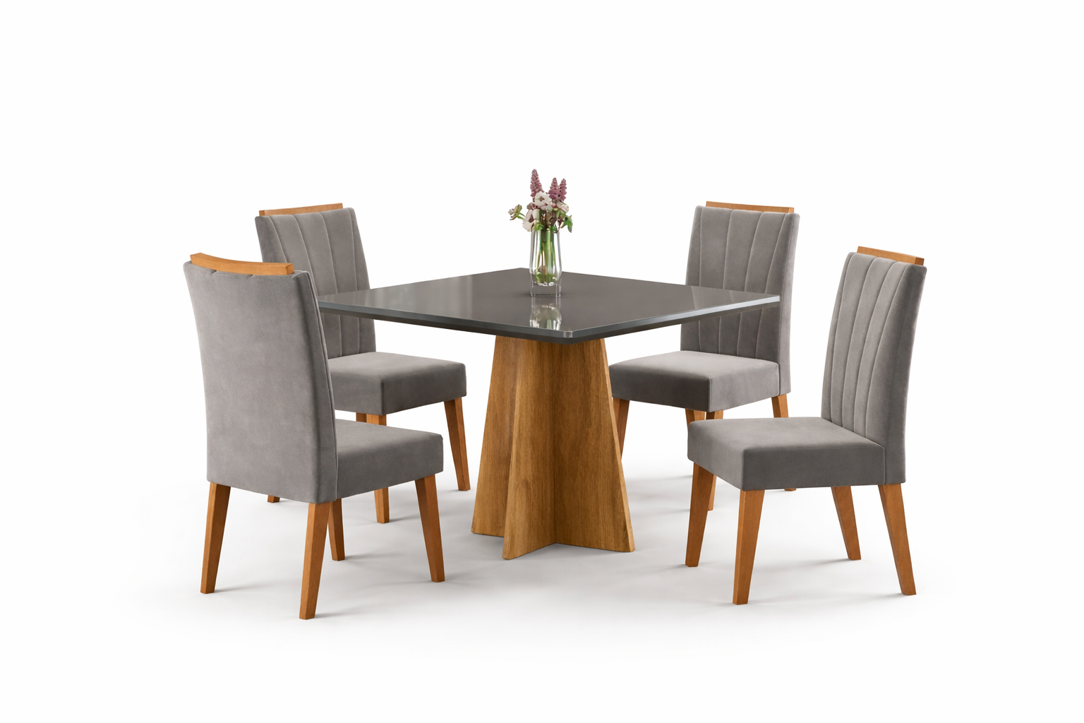 Juego de comedor 4 sillas Hera Gris 77,6 x 90 x 90 cm-3