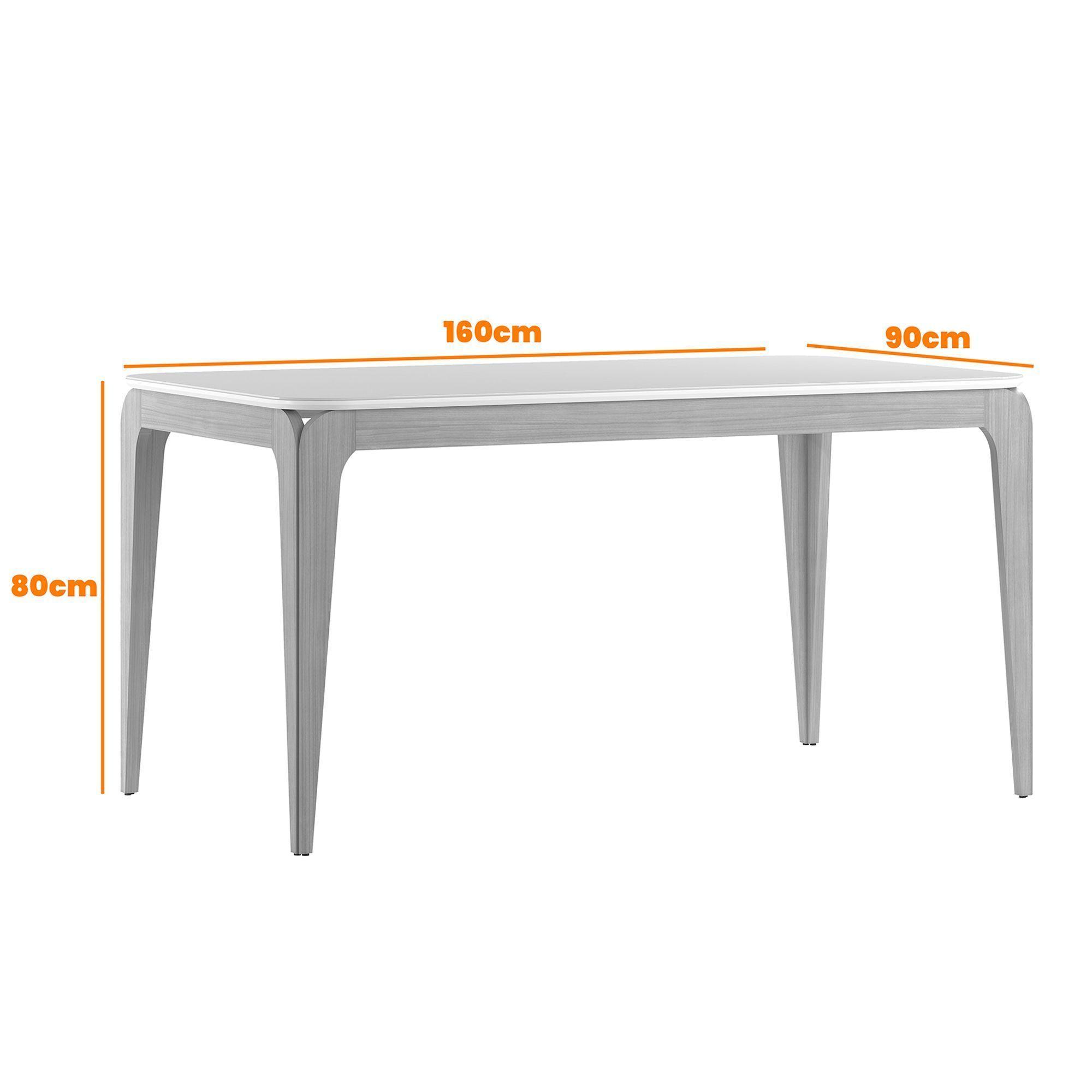 Juego de Comedor Roma 160x90 cm Vidrio 6 Sillas Beige-3
