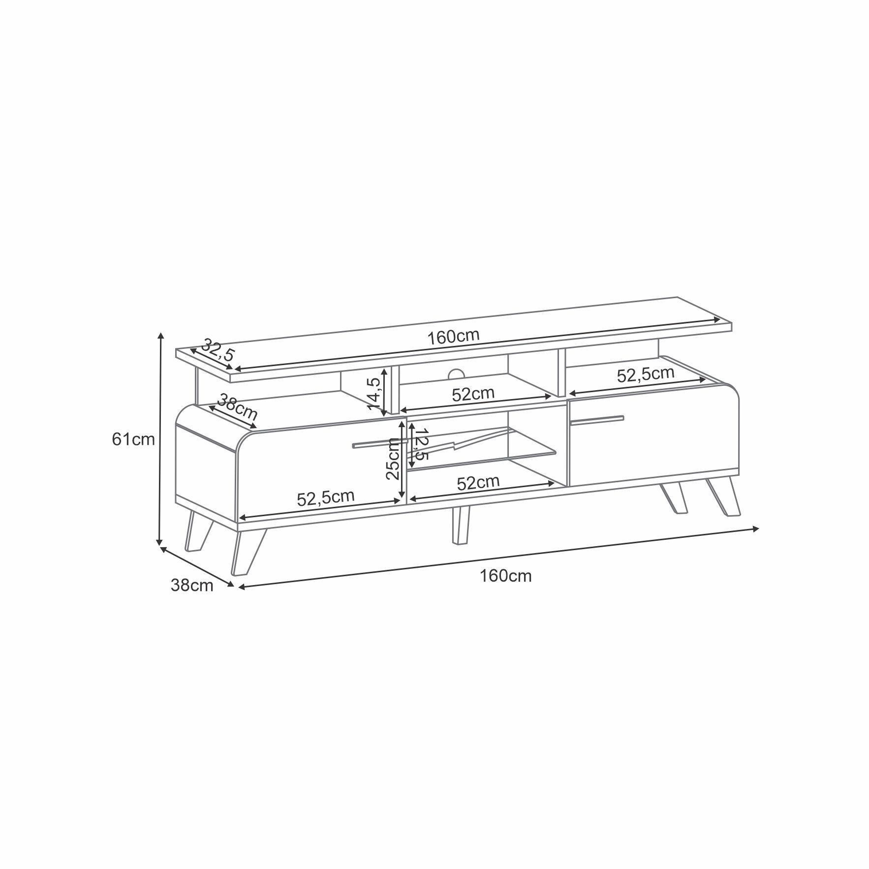 Rack Tv Porto 60" 160x61x38 cm-5