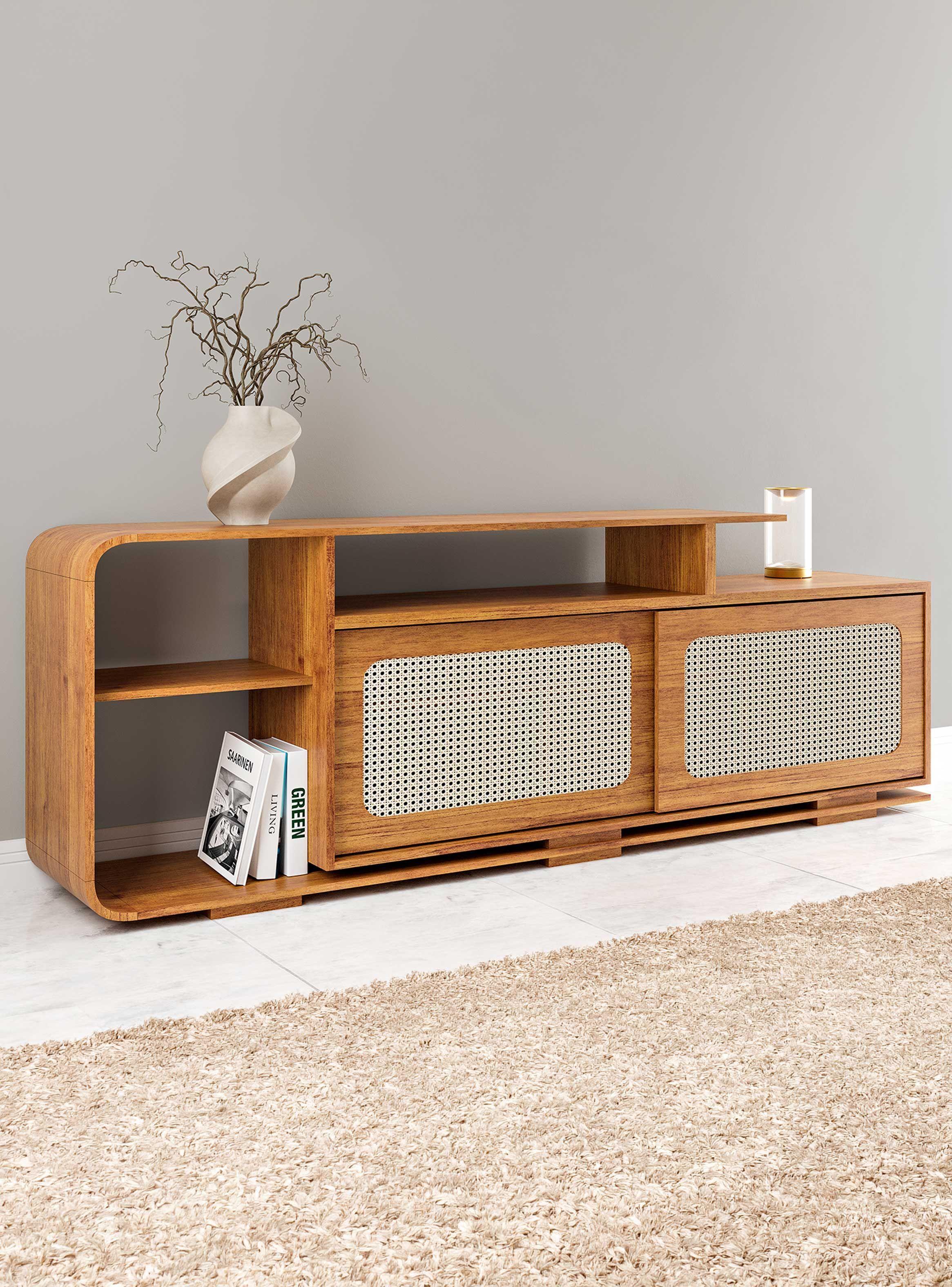 Rack tv Riviera color miel 72 x 40 x 180, 5-0