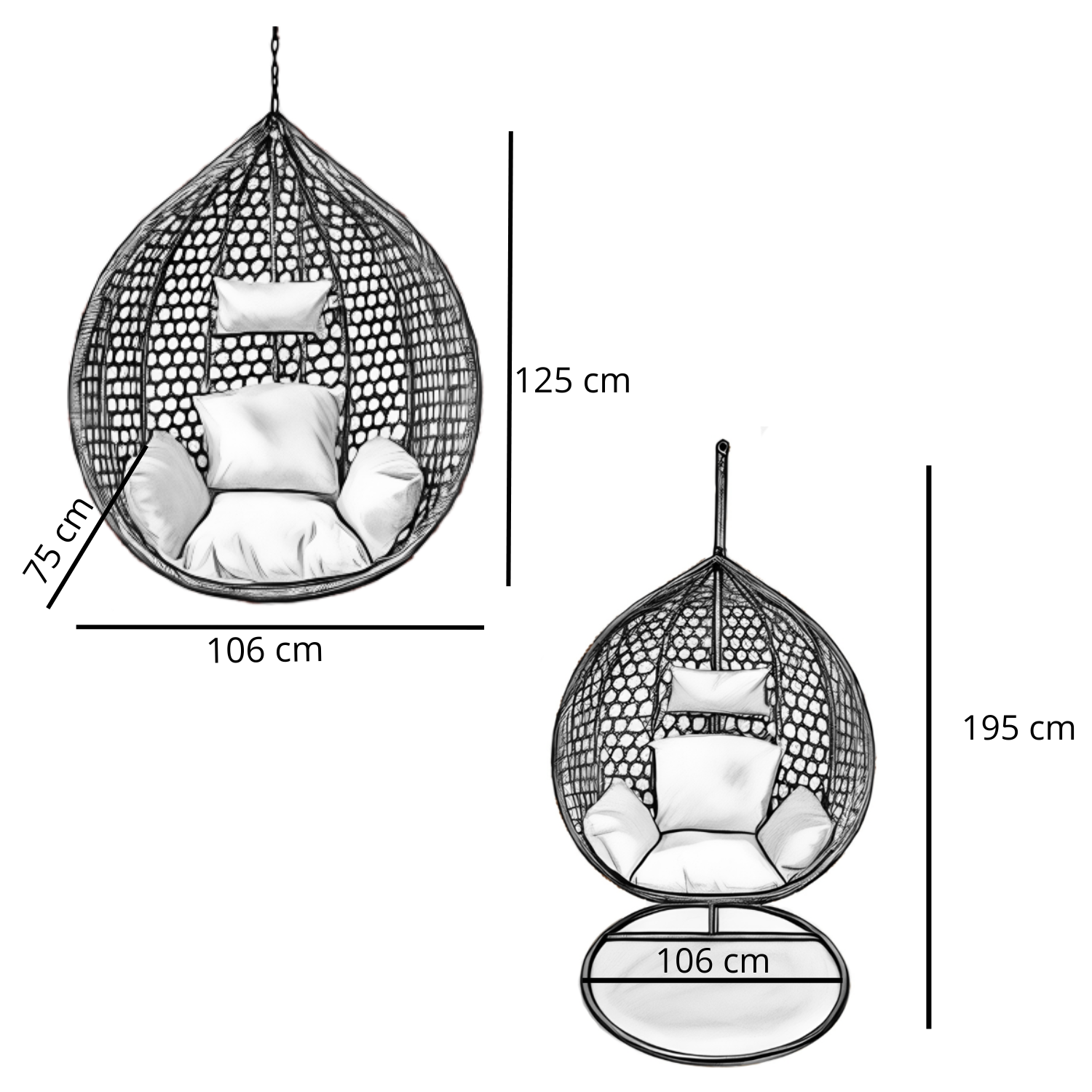Silla Colgante Hawái L Caramelo Cojín Café-5