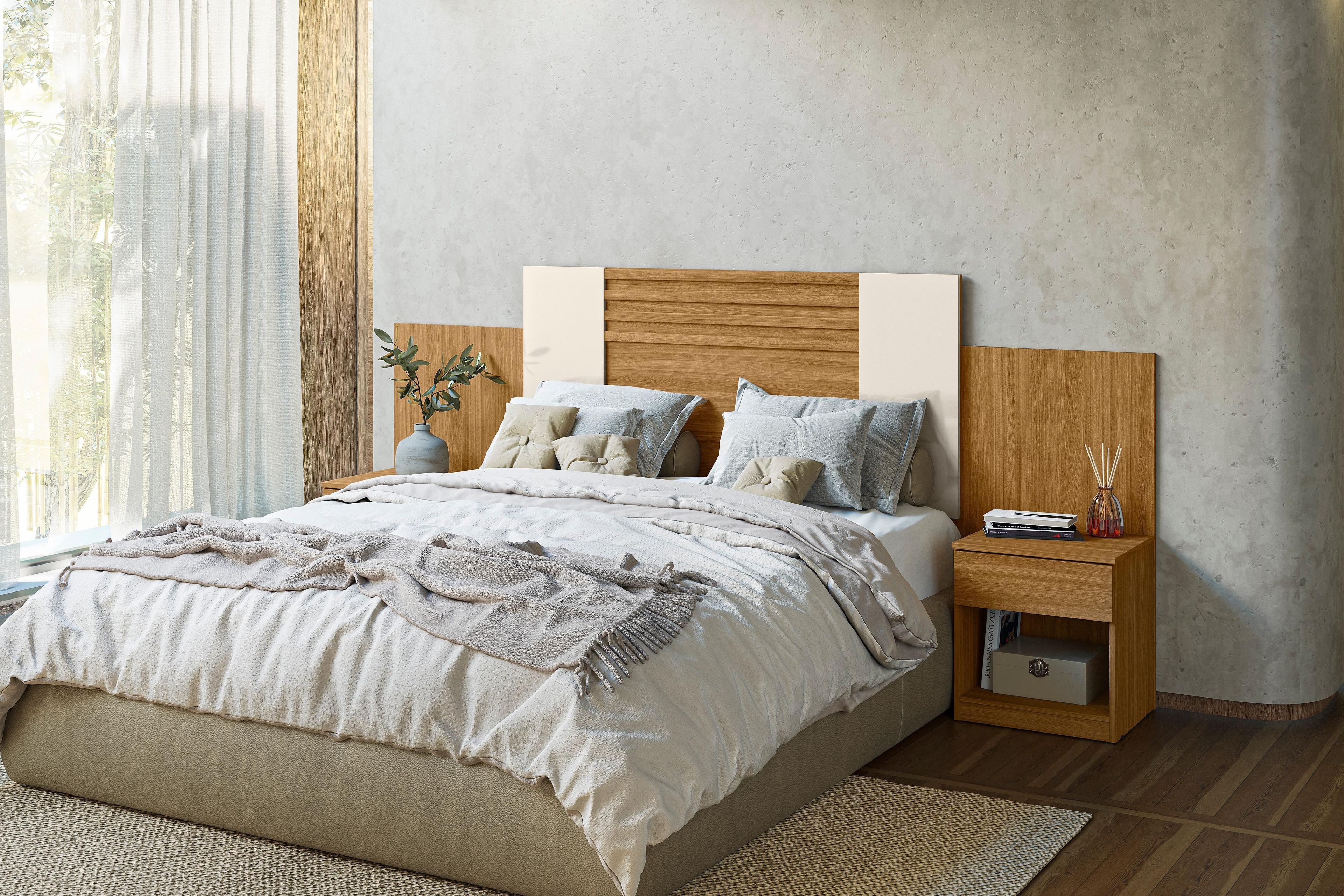 Set respaldo mas velador 1,5 a 2 PL Bergamo Freijo Off white-1