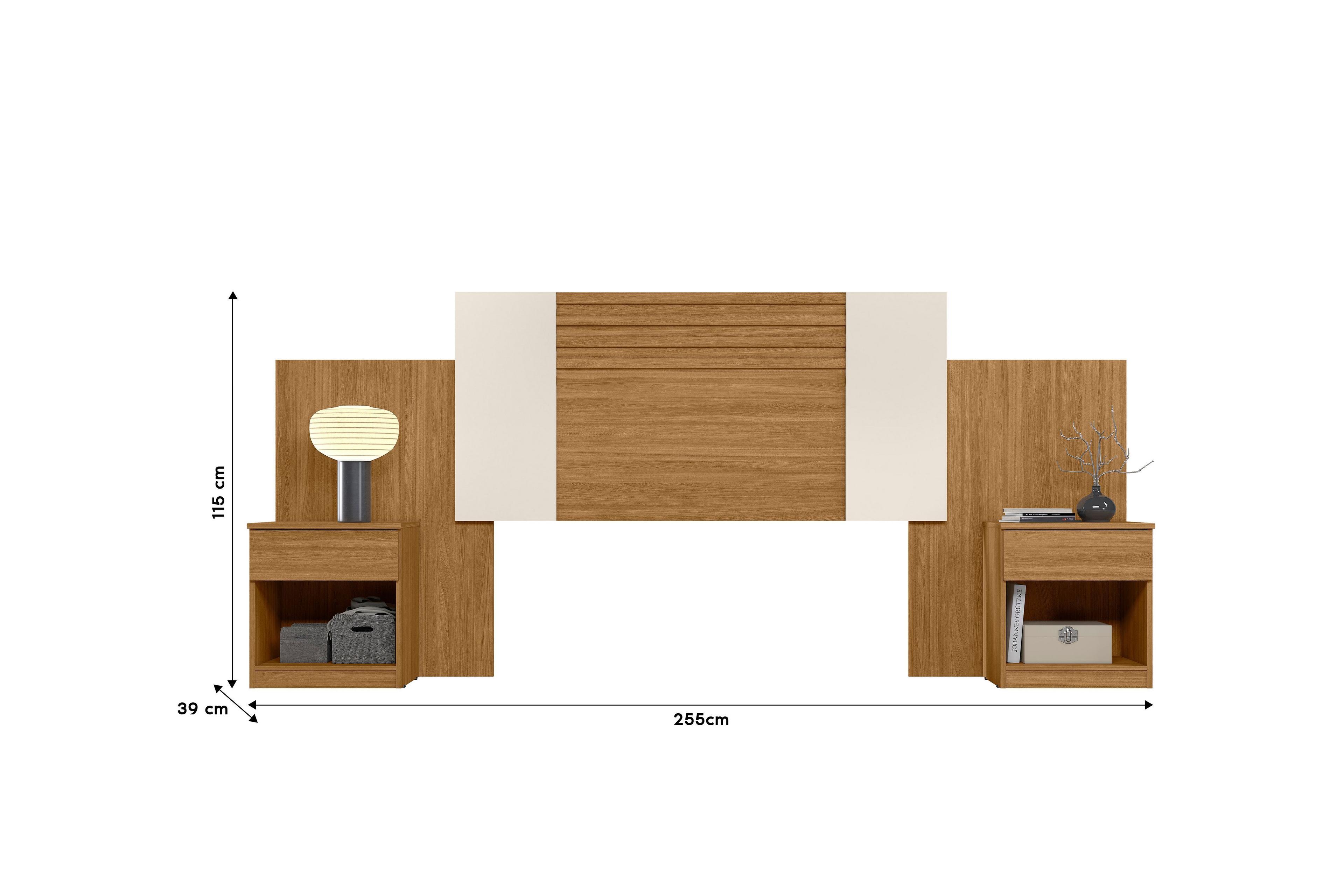 Set respaldo mas velador 1,5 a 2 PL Bergamo Freijo Off white-2