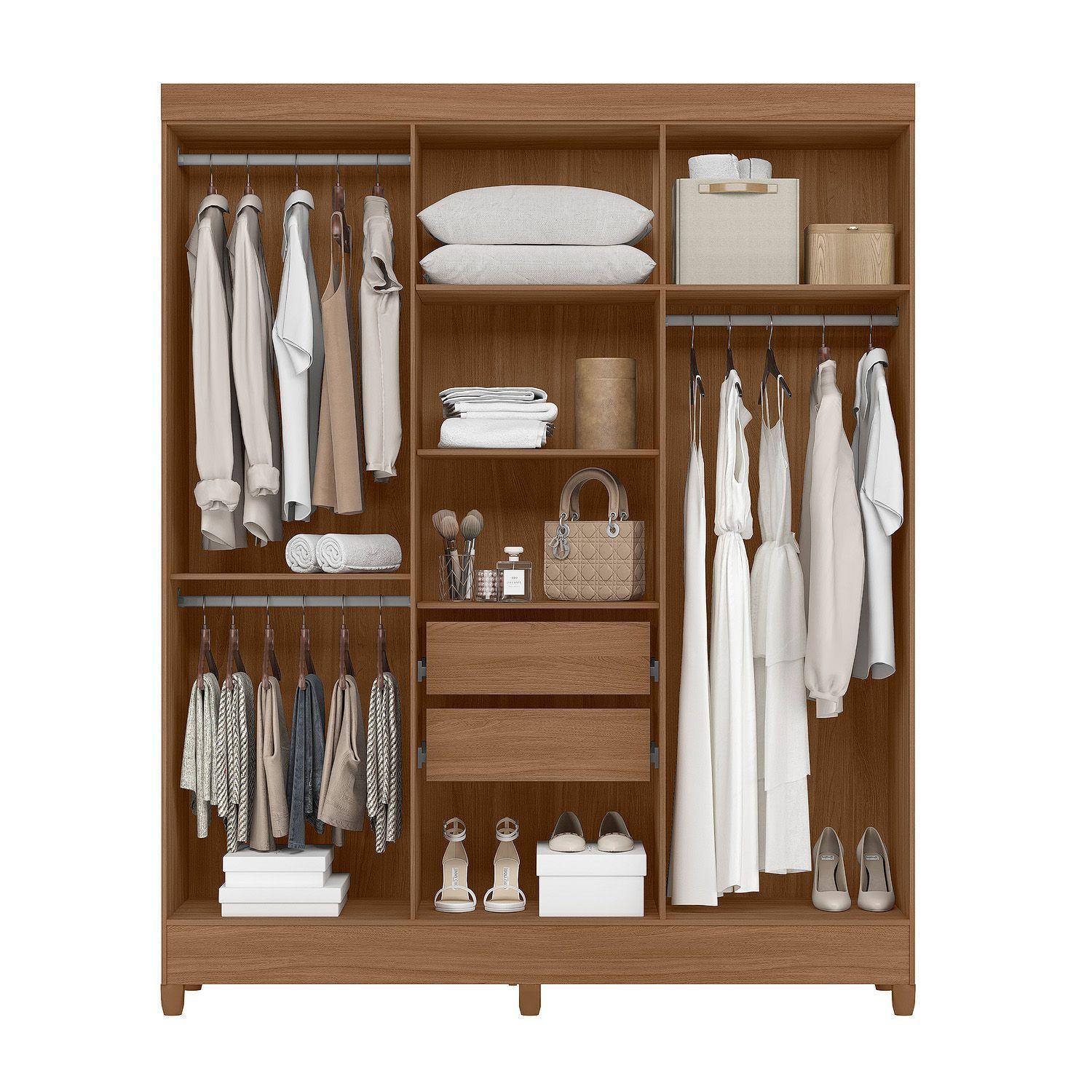 Closet Palermo 6 puertas 2 cajones internos Carvalho Fendi-1