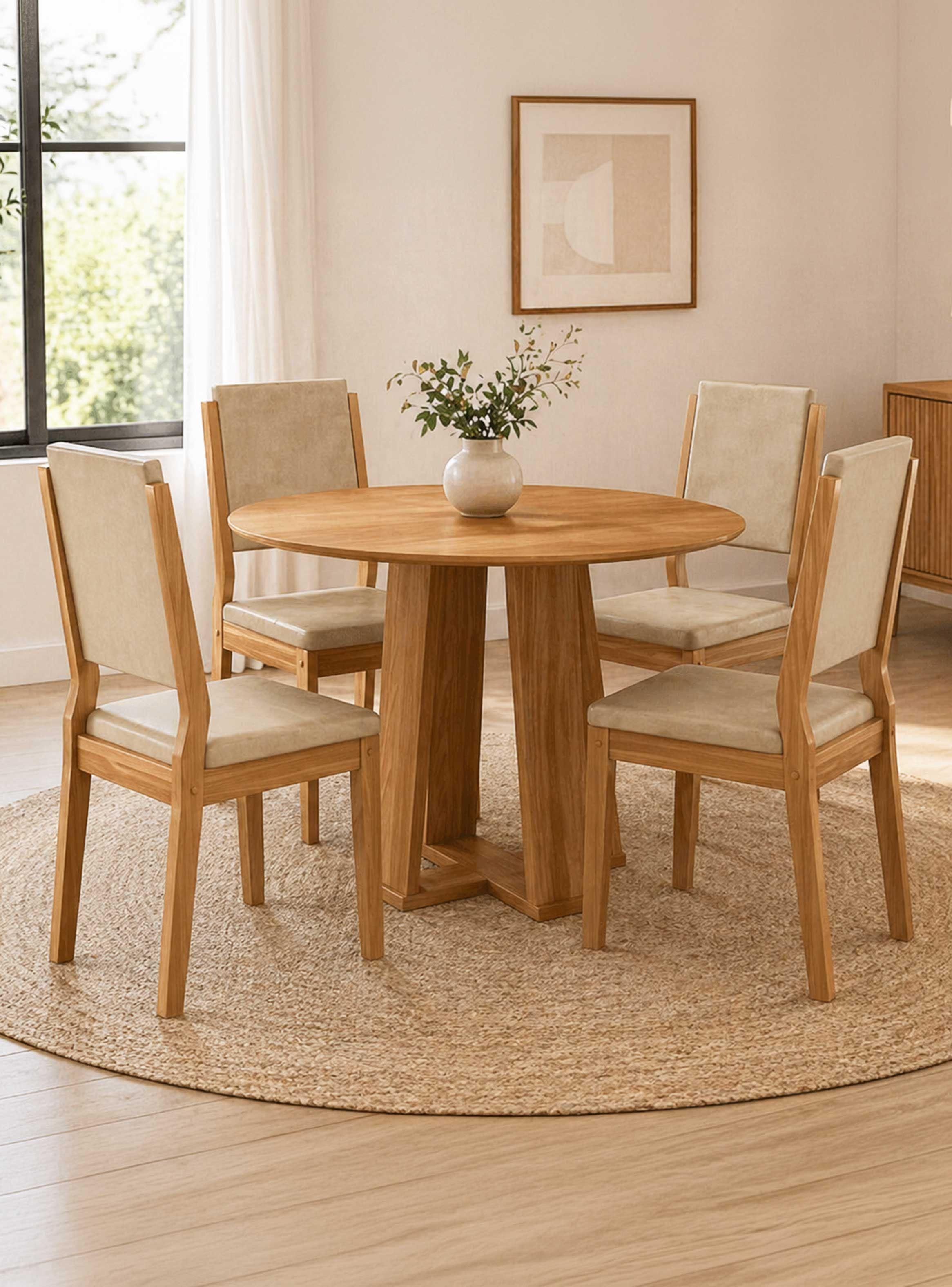 Juego de Comedor Ravello 4 Sillas Caf 100 x 100 x 80 cm-0